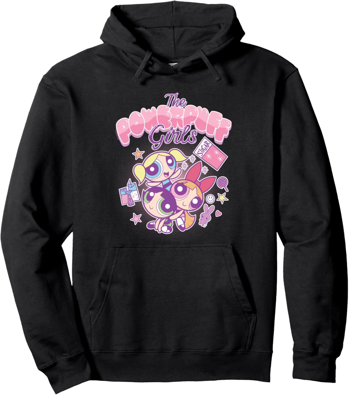 The Powerpuff Girls Bubble Letters Sugar and Spice Cartoon Pullover Hoodie