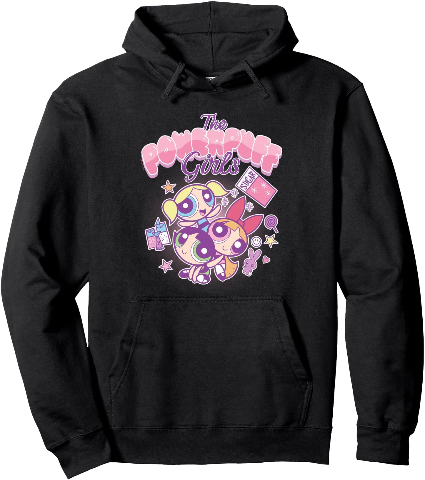 The Powerpuff Girls Bubble Letters Sugar and Spice Cartoon Pullover Hoodie