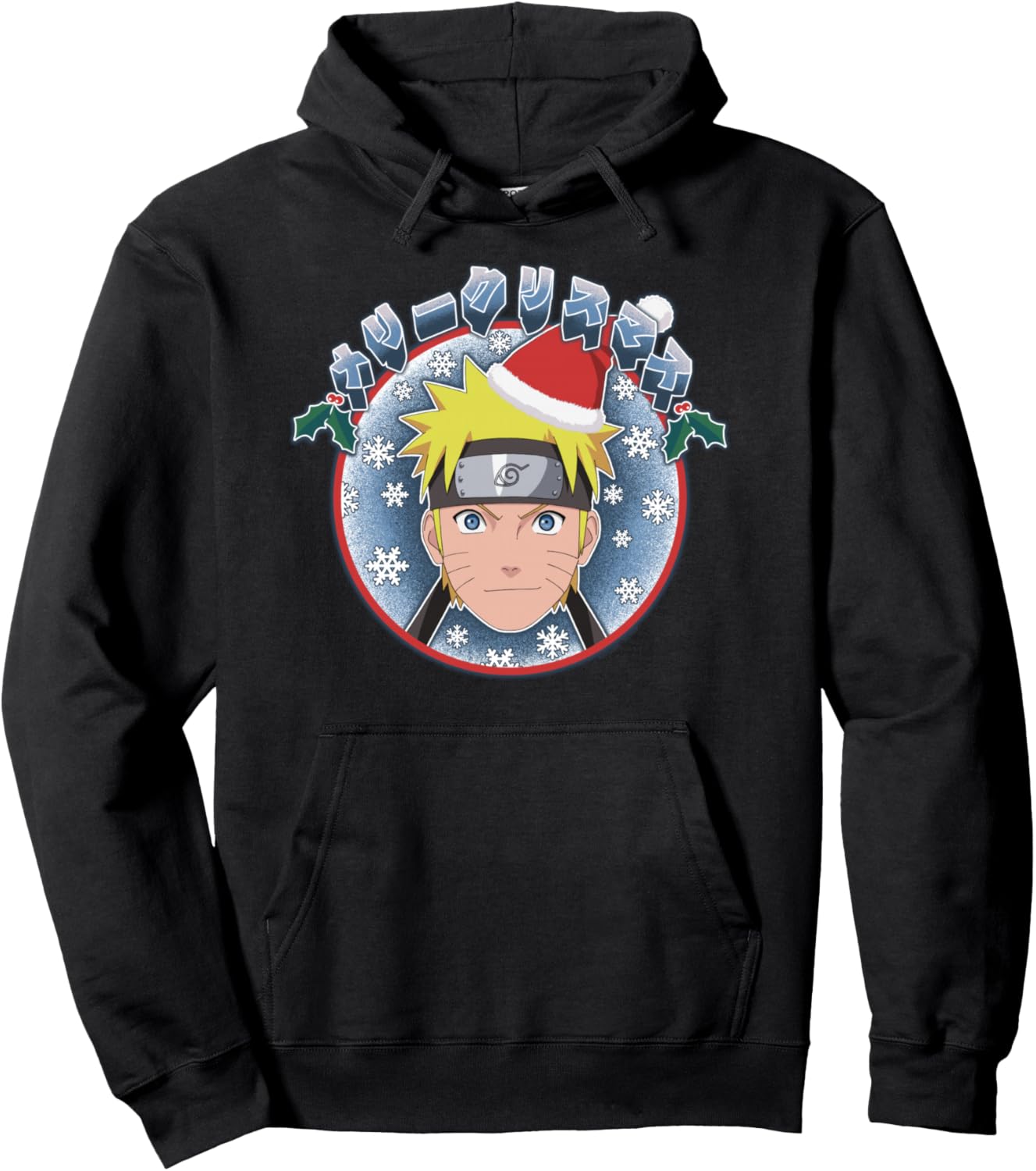 Naruto Shippuden Naruto Christmas Ornament Kanji Anime Pullover Hoodie