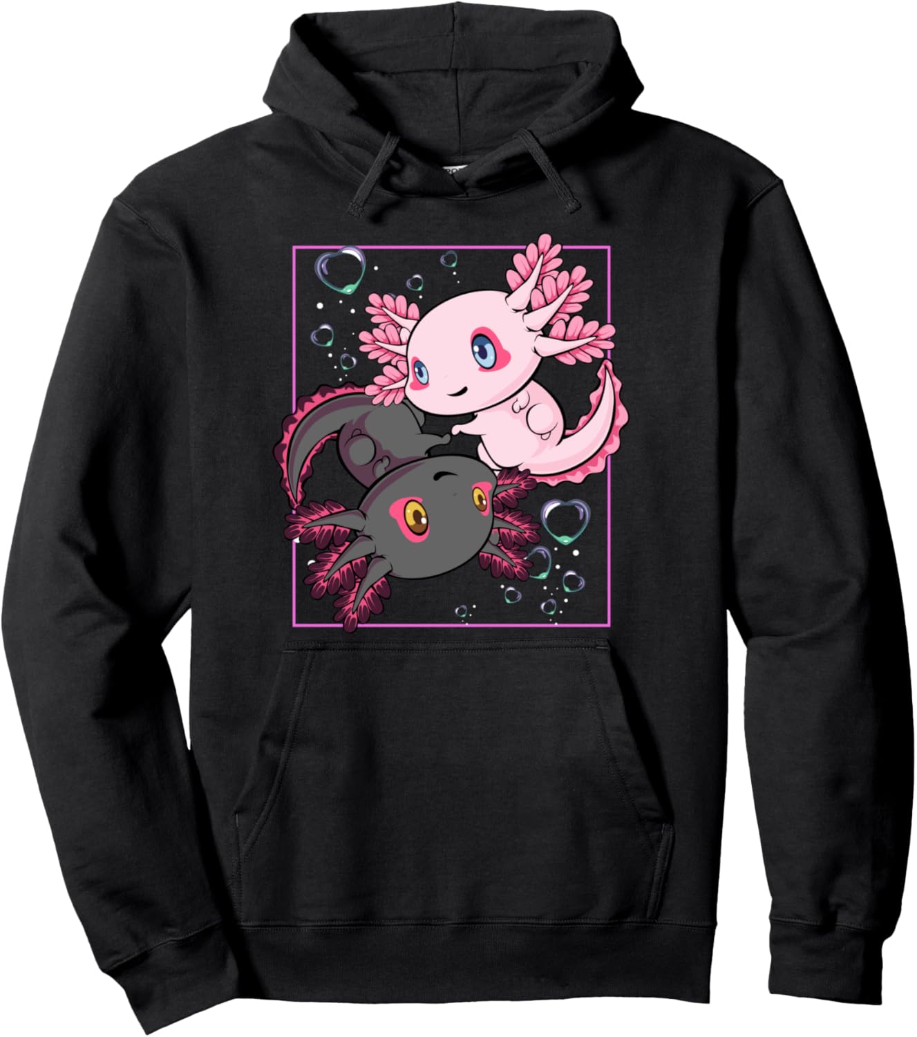 Kawaii Cute Axolotl Yin Pets Sakura Pastel Japan Anime Yang Pullover Hoodie