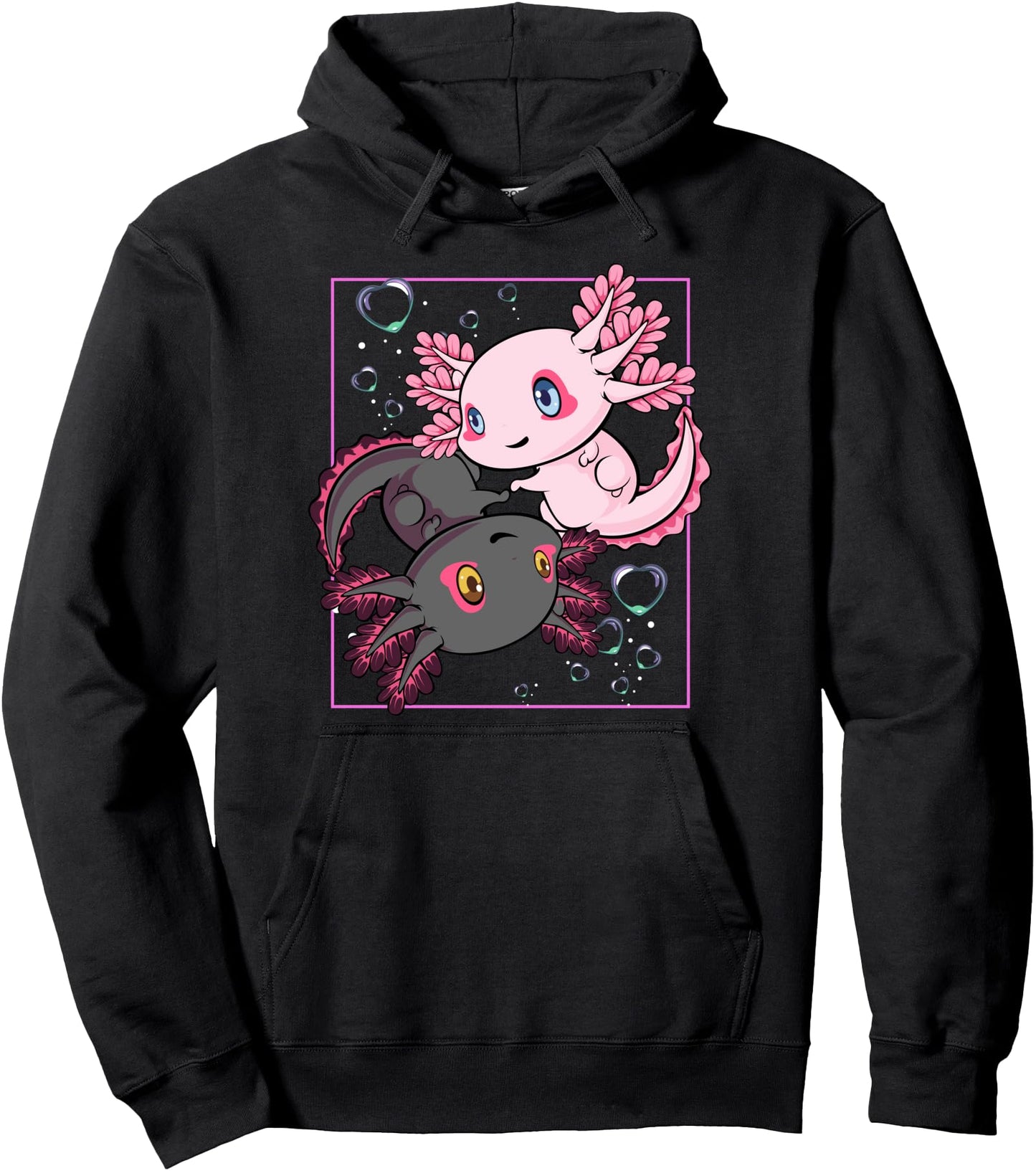 Kawaii Cute Axolotl Yin Pets Sakura Pastel Japan Anime Yang Pullover Hoodie