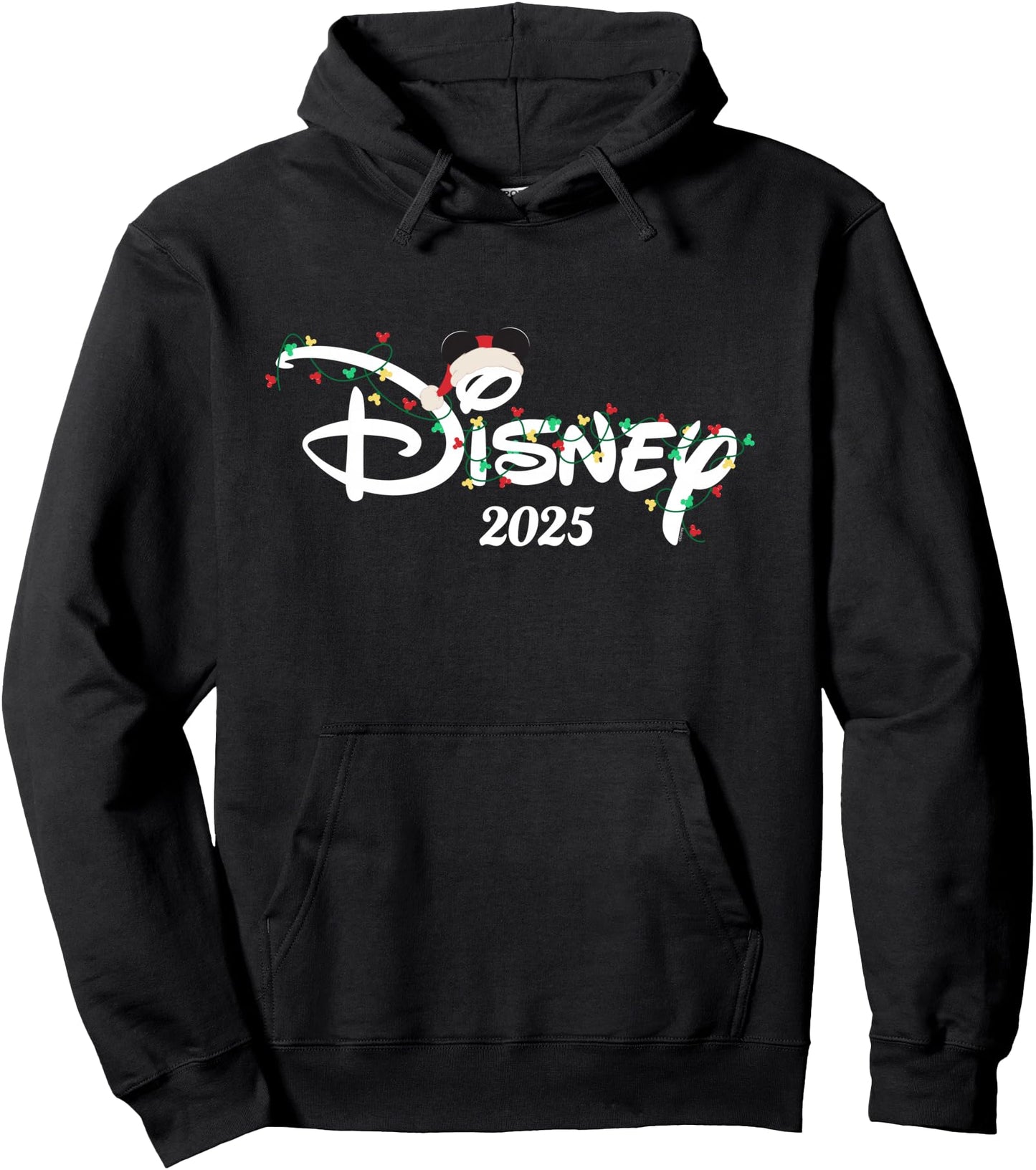 Disney Mickey Christmas Lights Holiday Trip 2025 Script Logo Pullover Hoodie