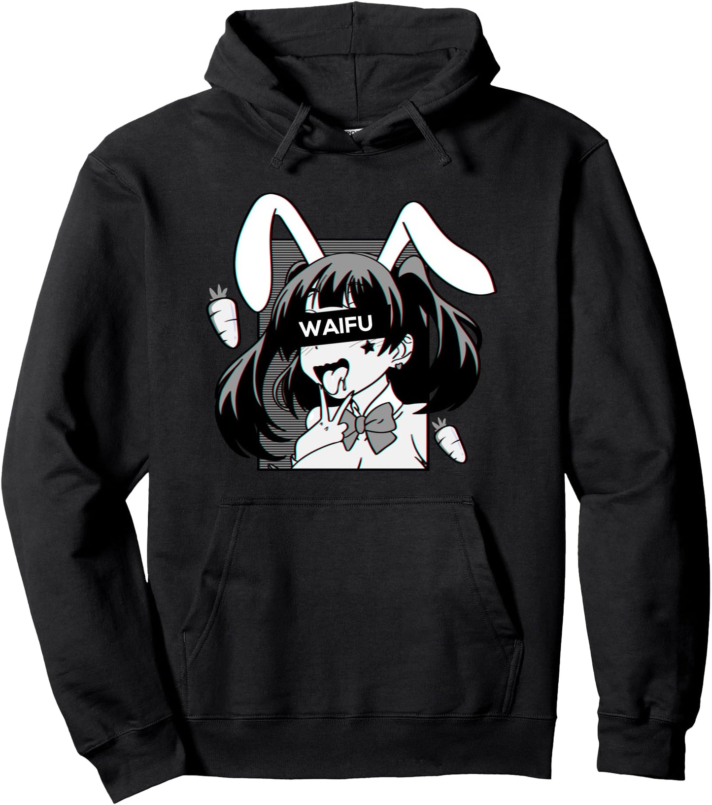 Ahegao Hoodie lewd anime face and Rabbit cosplay gift Pullover Hoodie