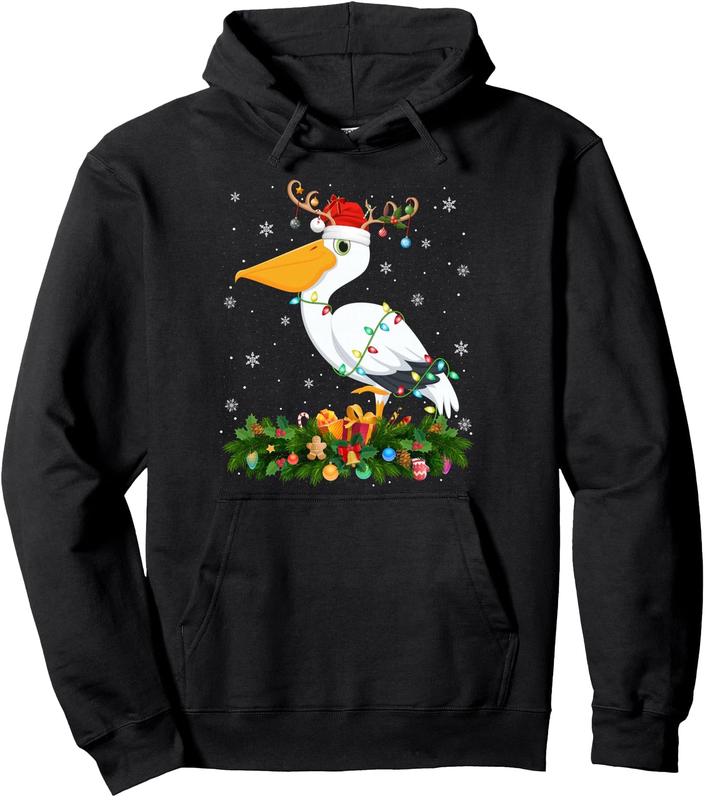Pelican Christmas Lights Reindeer Santa Xmas Adult & Pullover Hoodie