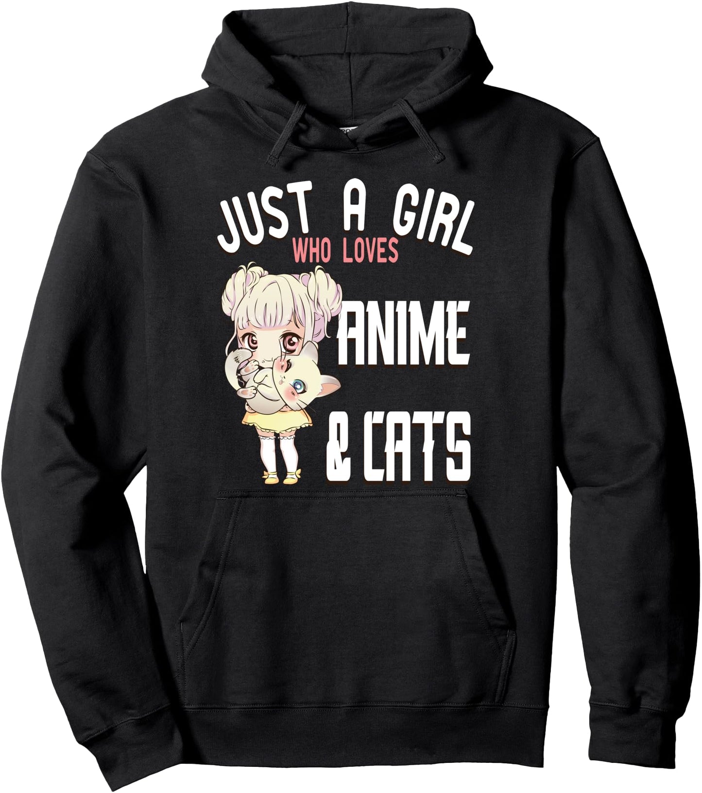 Funny Just a Girl who loves Anime and Cats Lover for Teen Pullover Hoodie