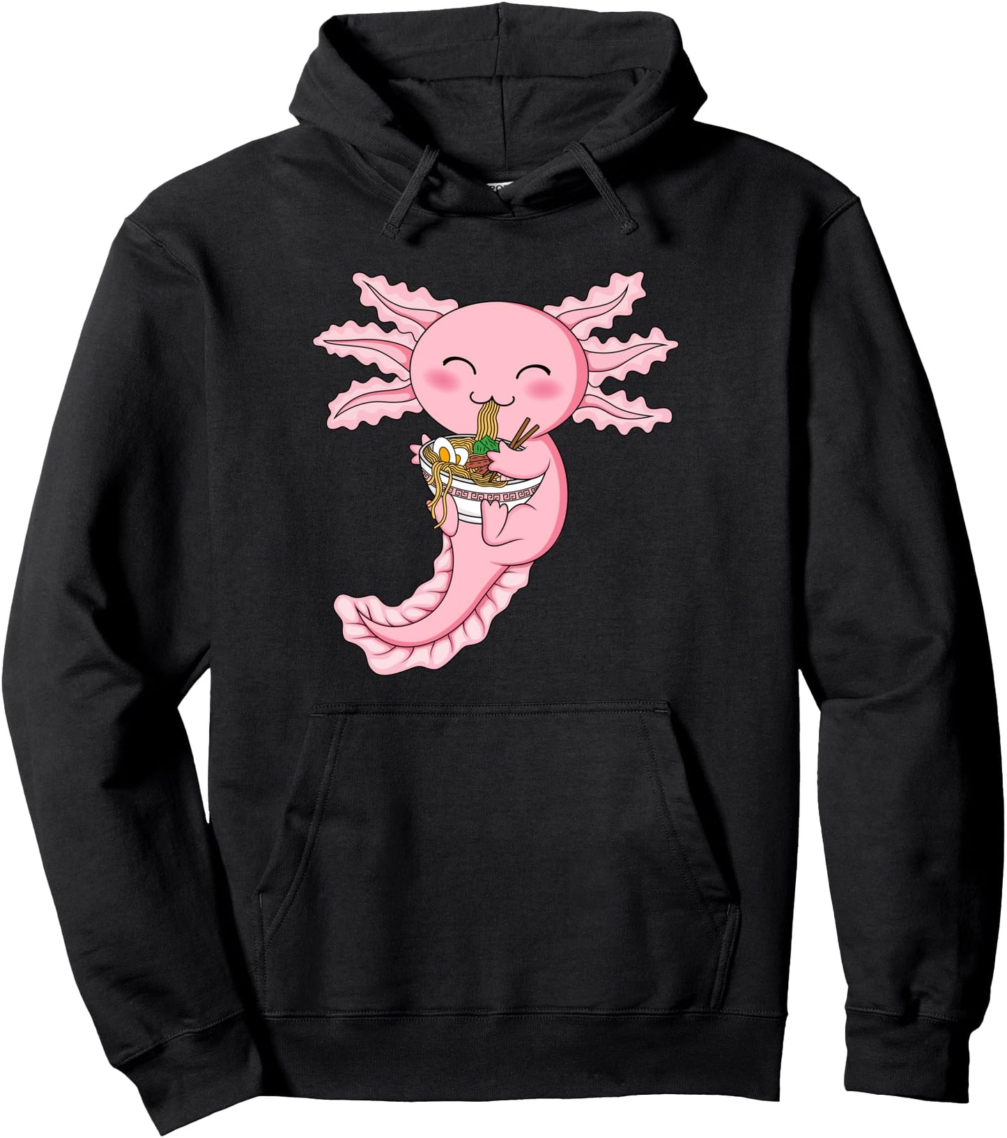 Kawaii Axolotl Ramen Noodles Japanese Anime Axolotl Lover Pullover Hoodie