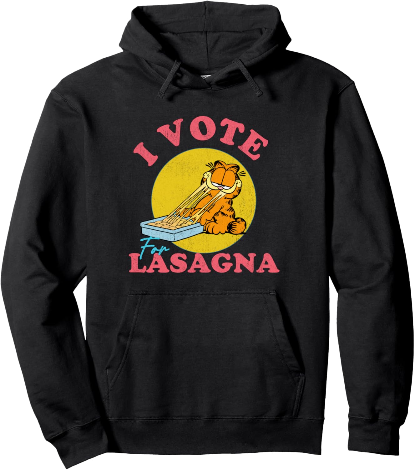 Garfield I Vote For Lasagna Vintage Snack Pullover Hoodie