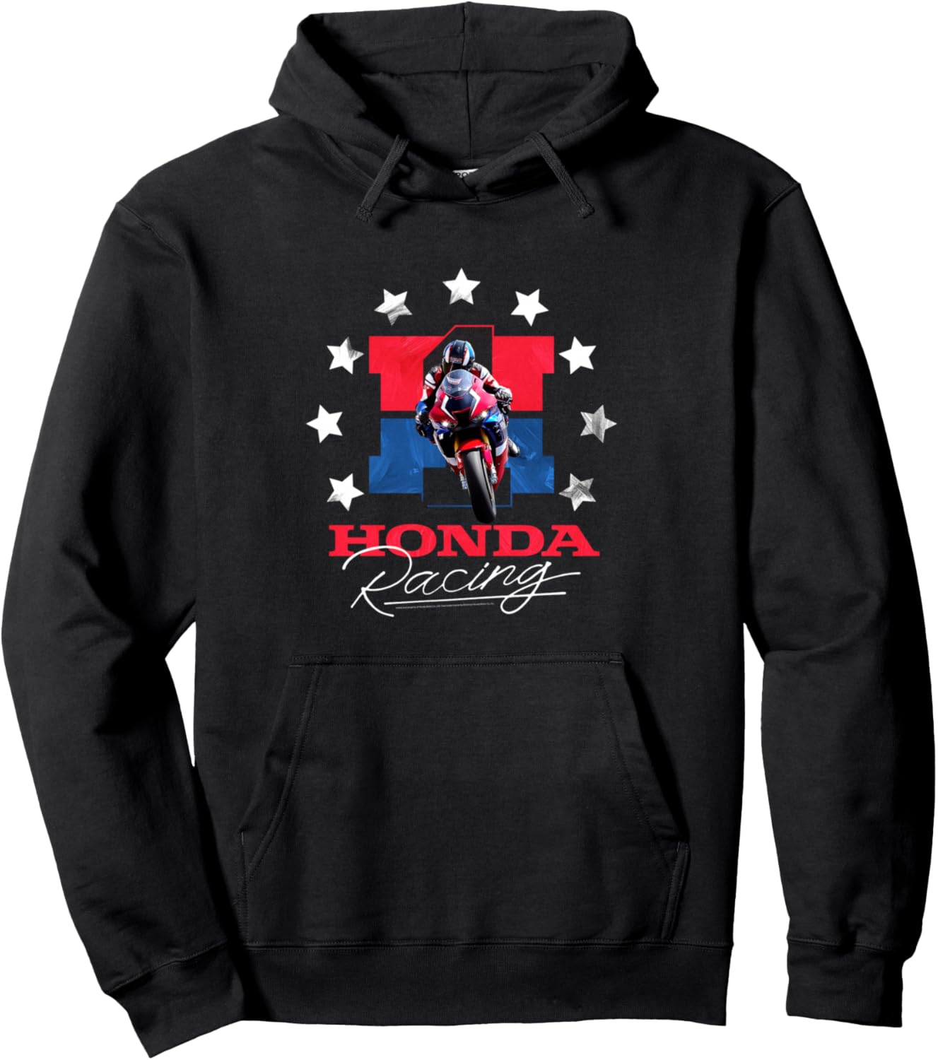 Honda Racing Red White & Blue Stars Sports Bike Pullover Hoodie