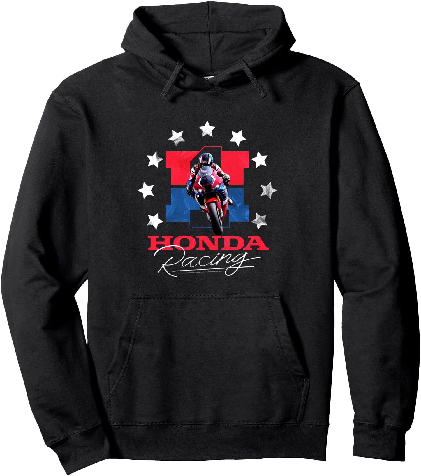 Honda Racing Red White & Blue Stars Sports Bike Pullover Hoodie