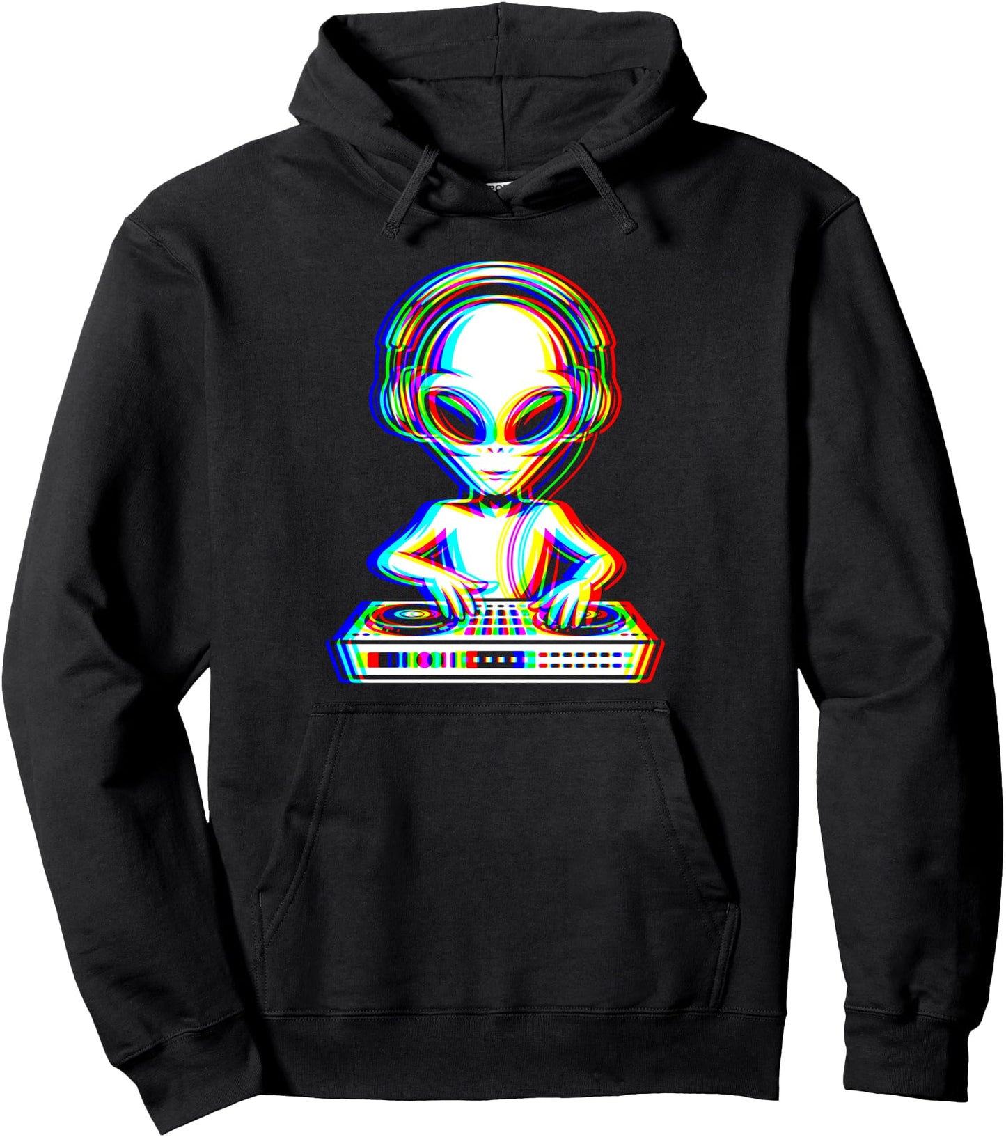 Alien Head Trippy Vaporwave Techno Rave EDM Music Party Pullover Hoodie