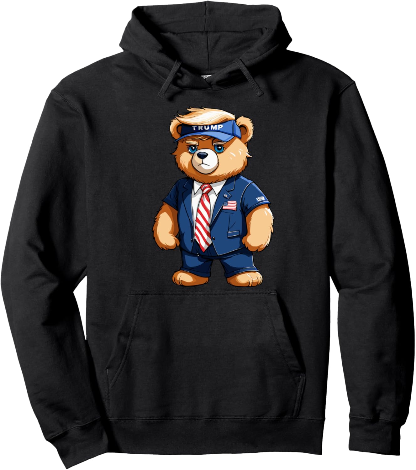 Trump Teddy Bear USA Flag Patriot Supporter Pullover Hoodie