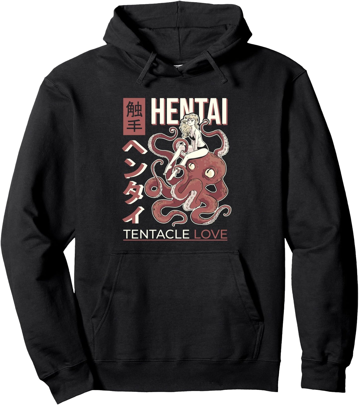 Anime Tentacle Design, Japan Anime Girl And Octopus Pullover Hoodie