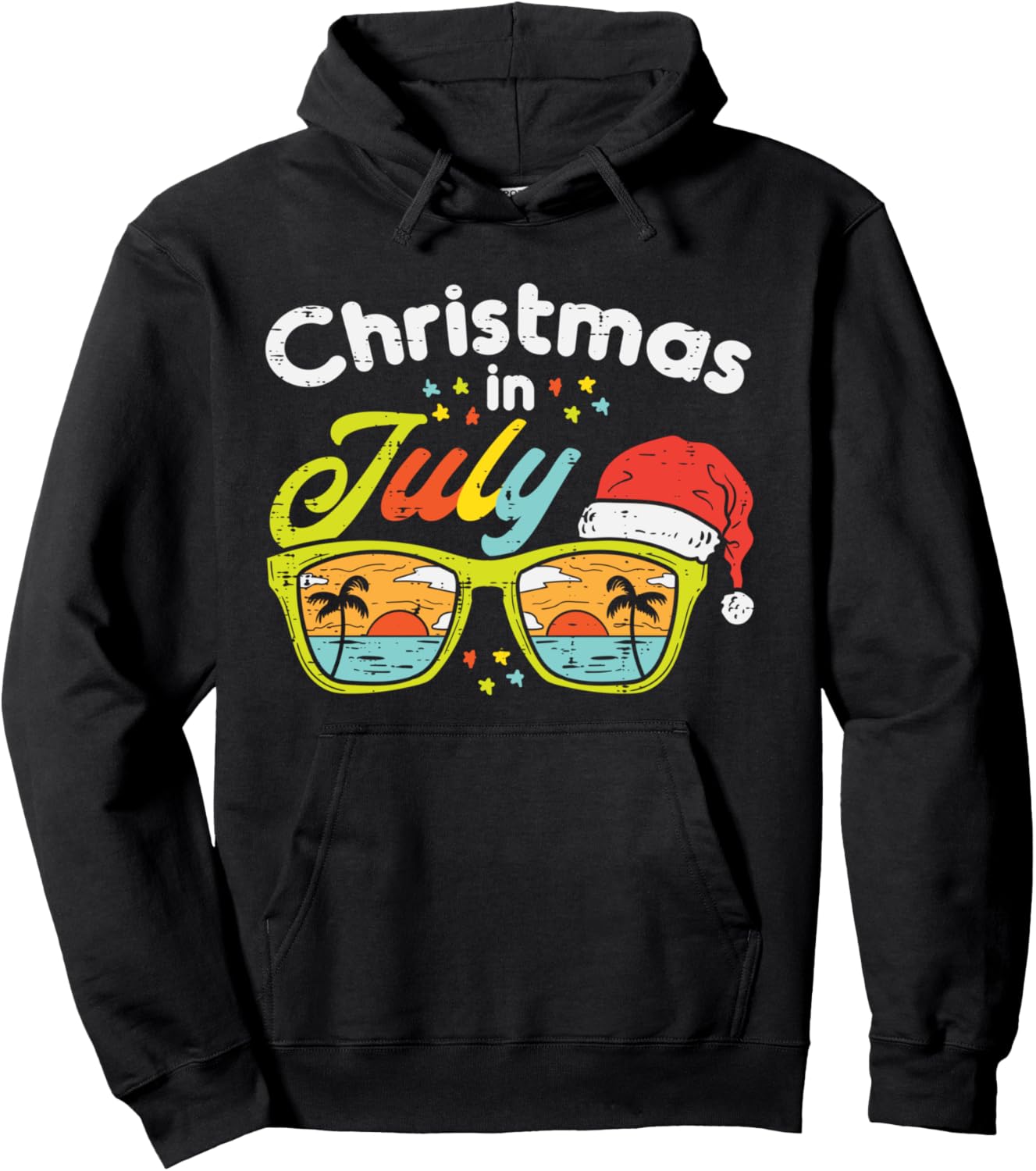 Christmas In July Sunglasses Santa Beach Summer Summer Xmas Pullover Hoodie