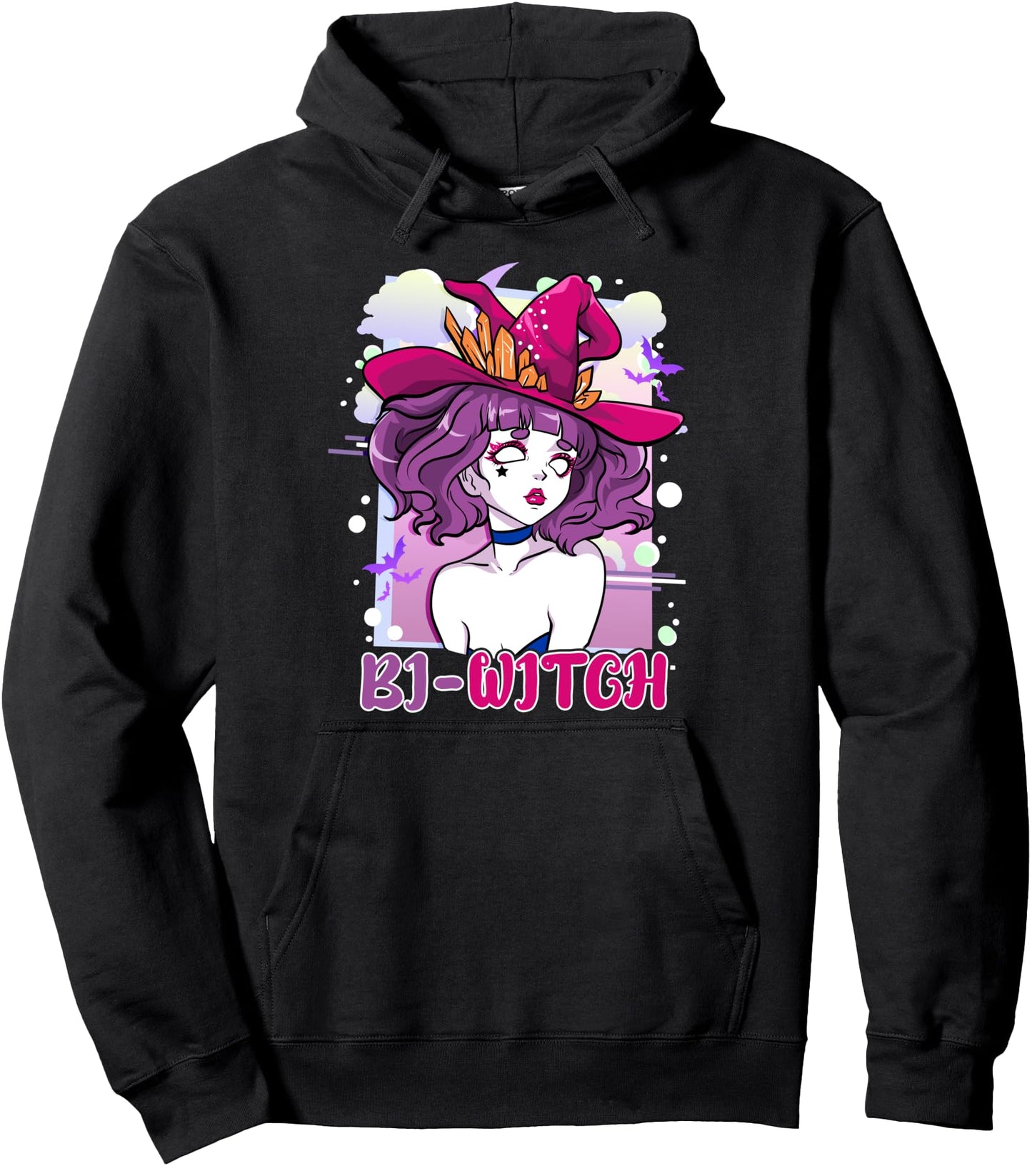 Bi-Witch Bisexual Witch Pun for Halloween Anime Pullover Hoodie