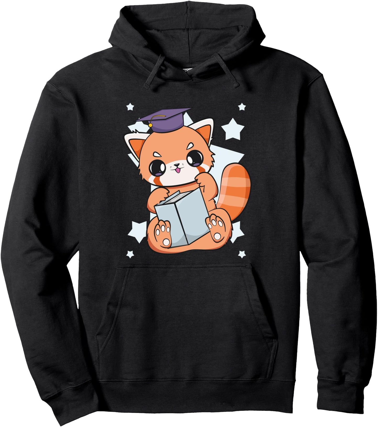 Graduation Red Panda Read Book Lover Cute Anime Otaku Pullover Hoodie