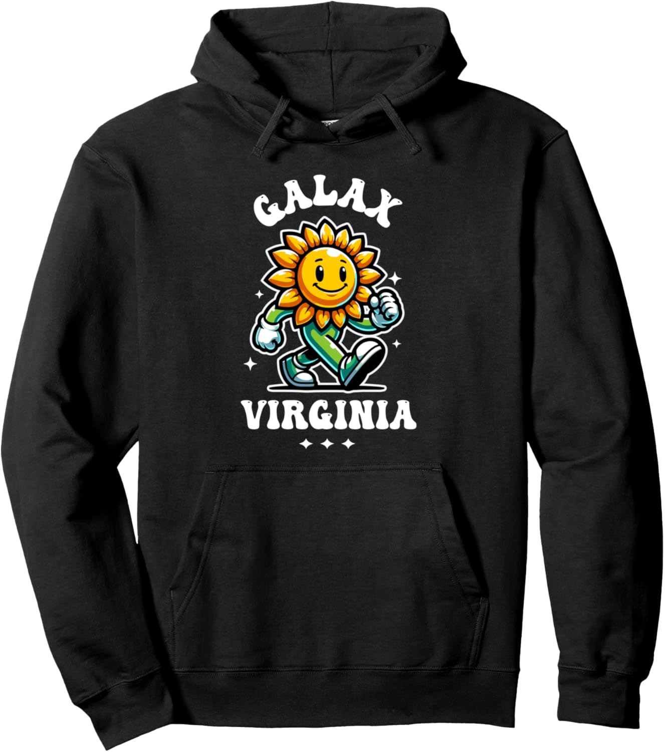 Galax Virginia Fun Sunflower Cartoon Design Pullover Hoodie