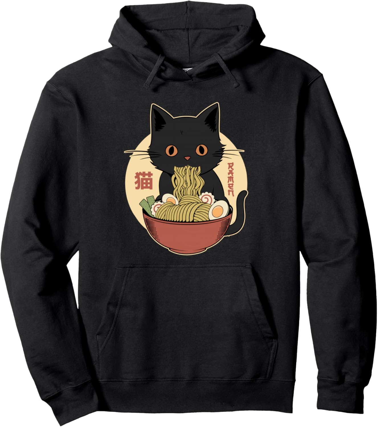 Cat Ramen Funny Graphic Tees Japanese Kawaii Cat Anime Pullover Hoodie