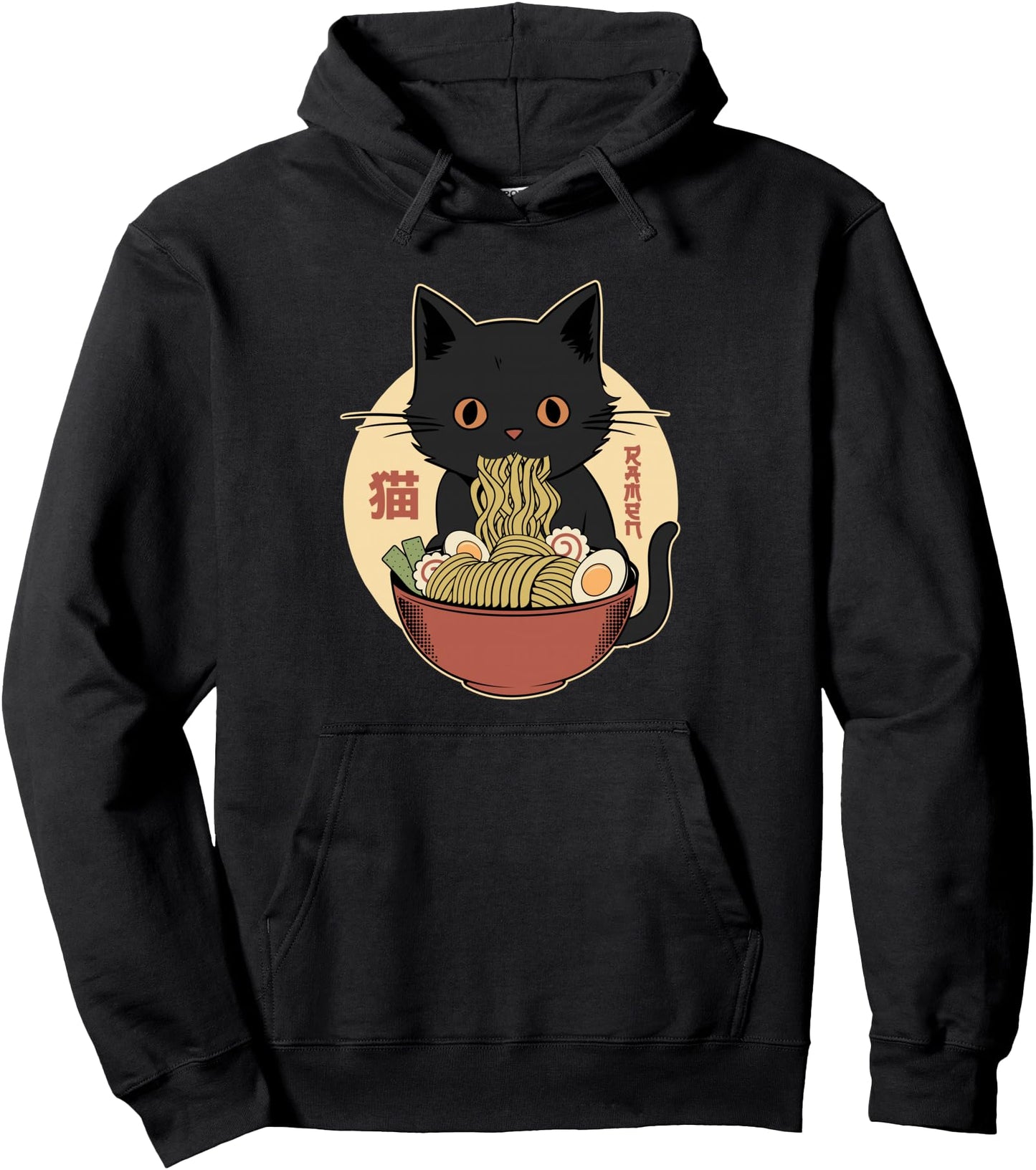 Cat Ramen Funny Graphic Tees Japanese Kawaii Cat Anime Pullover Hoodie