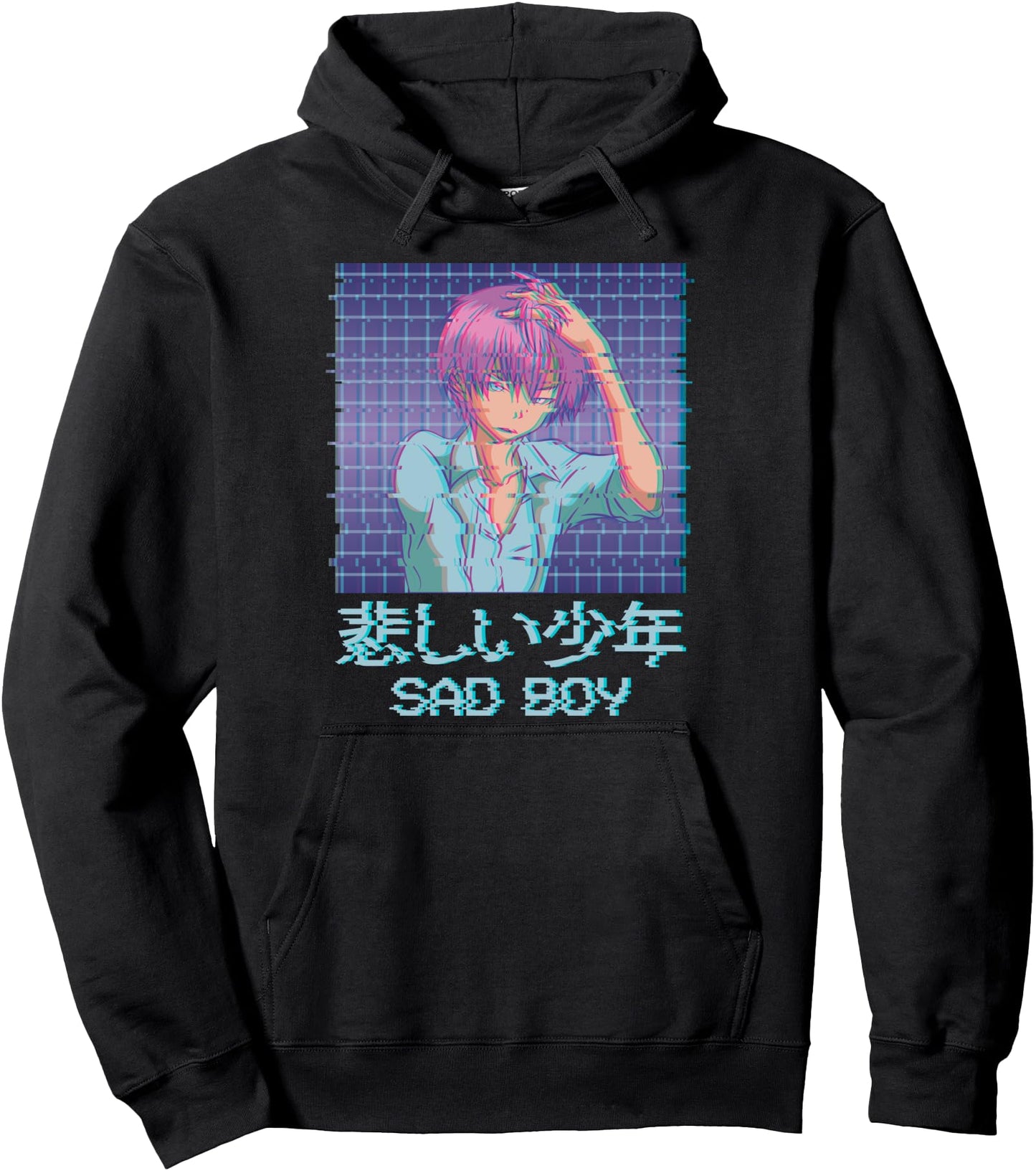 Sad Anime Boy Japanese Vaporwave Aesthetic Anime Eboy Pullover Hoodie
