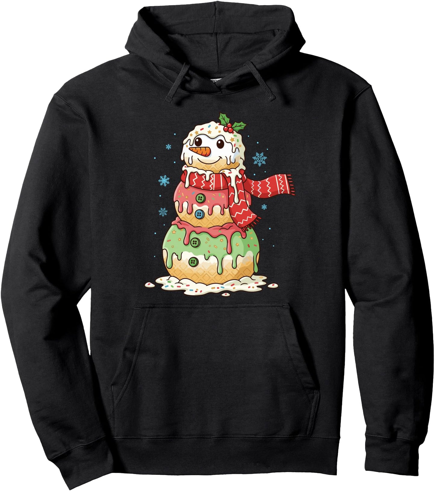 Funny Melting Ice Cream Drip Snowman Christmas Dripping Xmas Pullover Hoodie