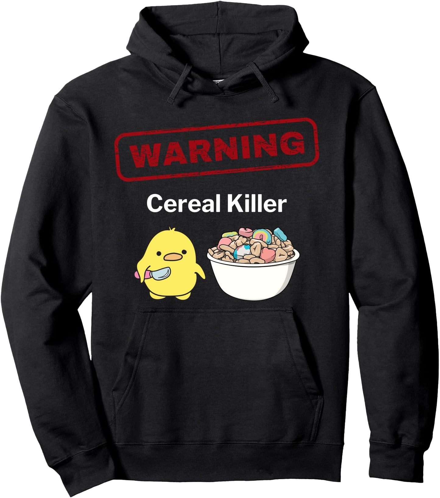 Funny Warning Cereal Killer Caution Cute Kawaii Anime Chick Pullover Hoodie