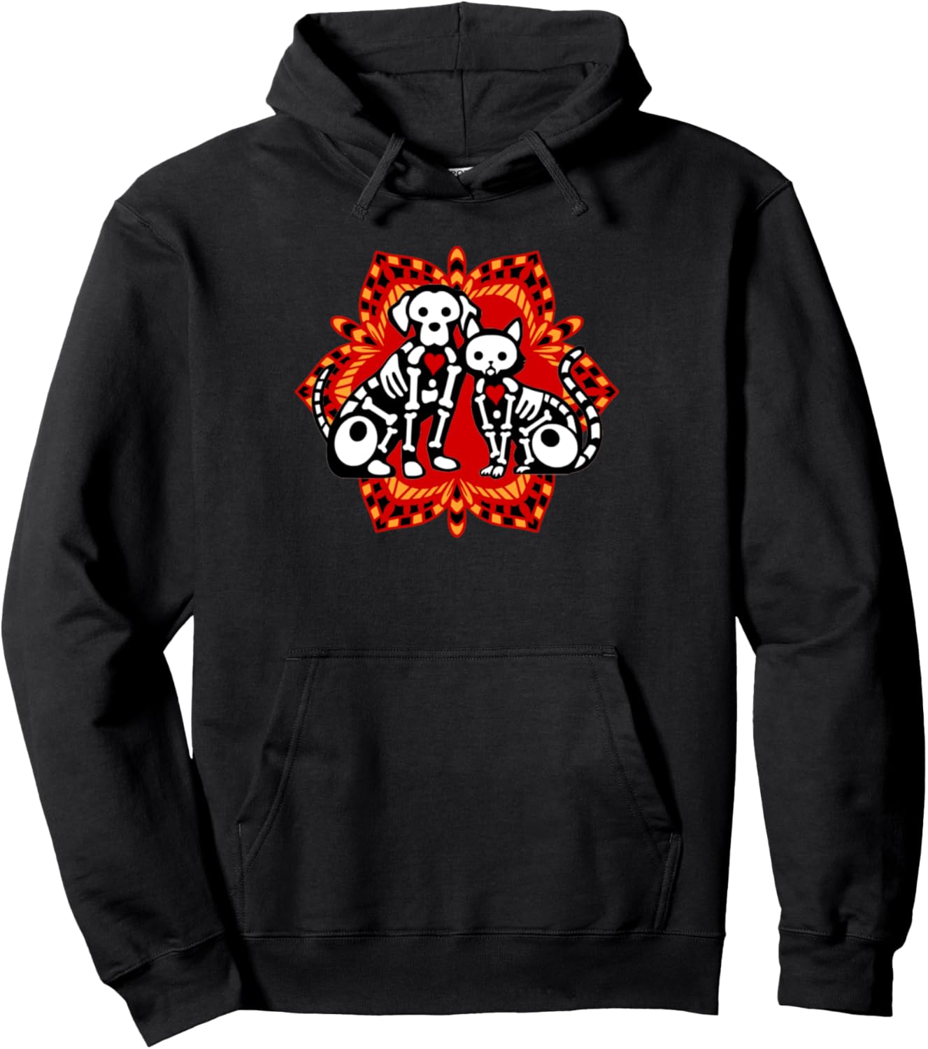 Cat Dog Skeletons Craft Art Happy Halloween Pullover Hoodie