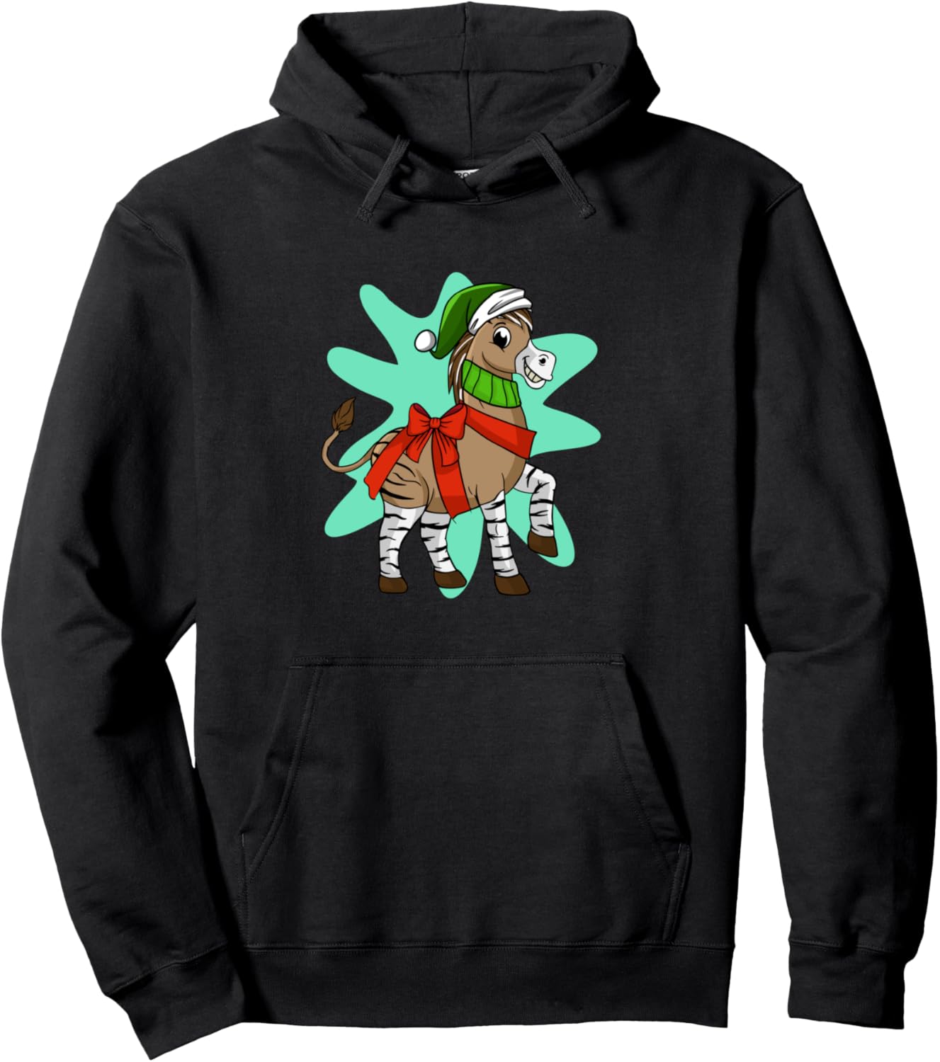 Cute Christmas Zonkey Design \u2013 Festive Zebra Donkey Hybrid Pullover Hoodie