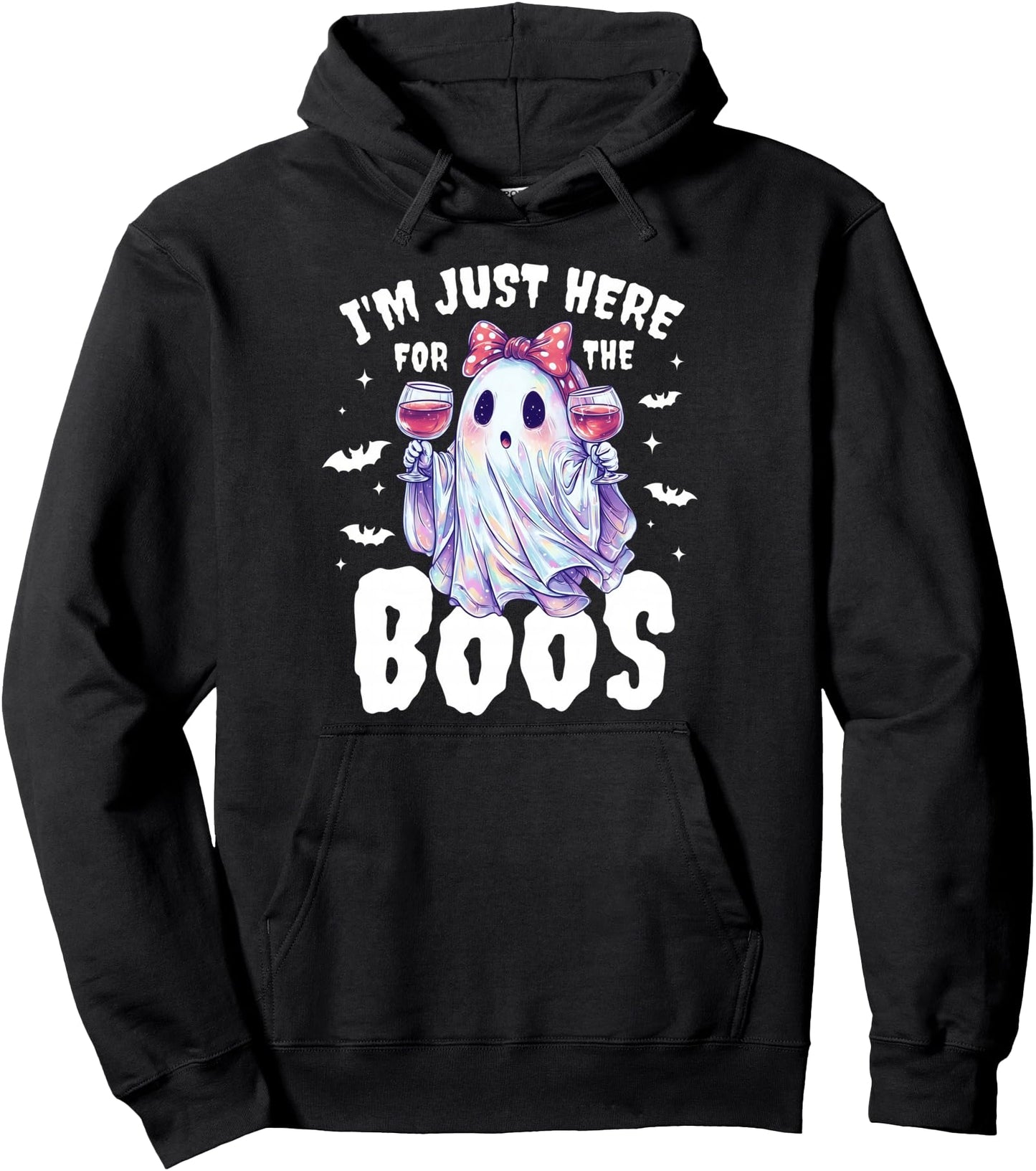 I'm Just Here For The Boos Halloween Women Ghost Cute Funny Pullover Hoodie