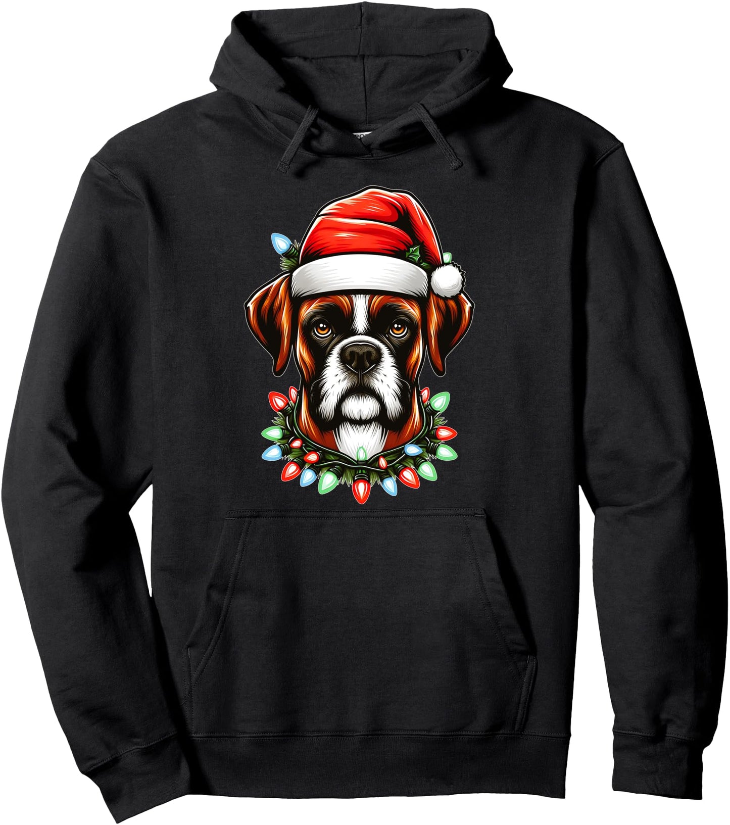 Boxer Dog Christmas Hat Xmas Pullover Hoodie