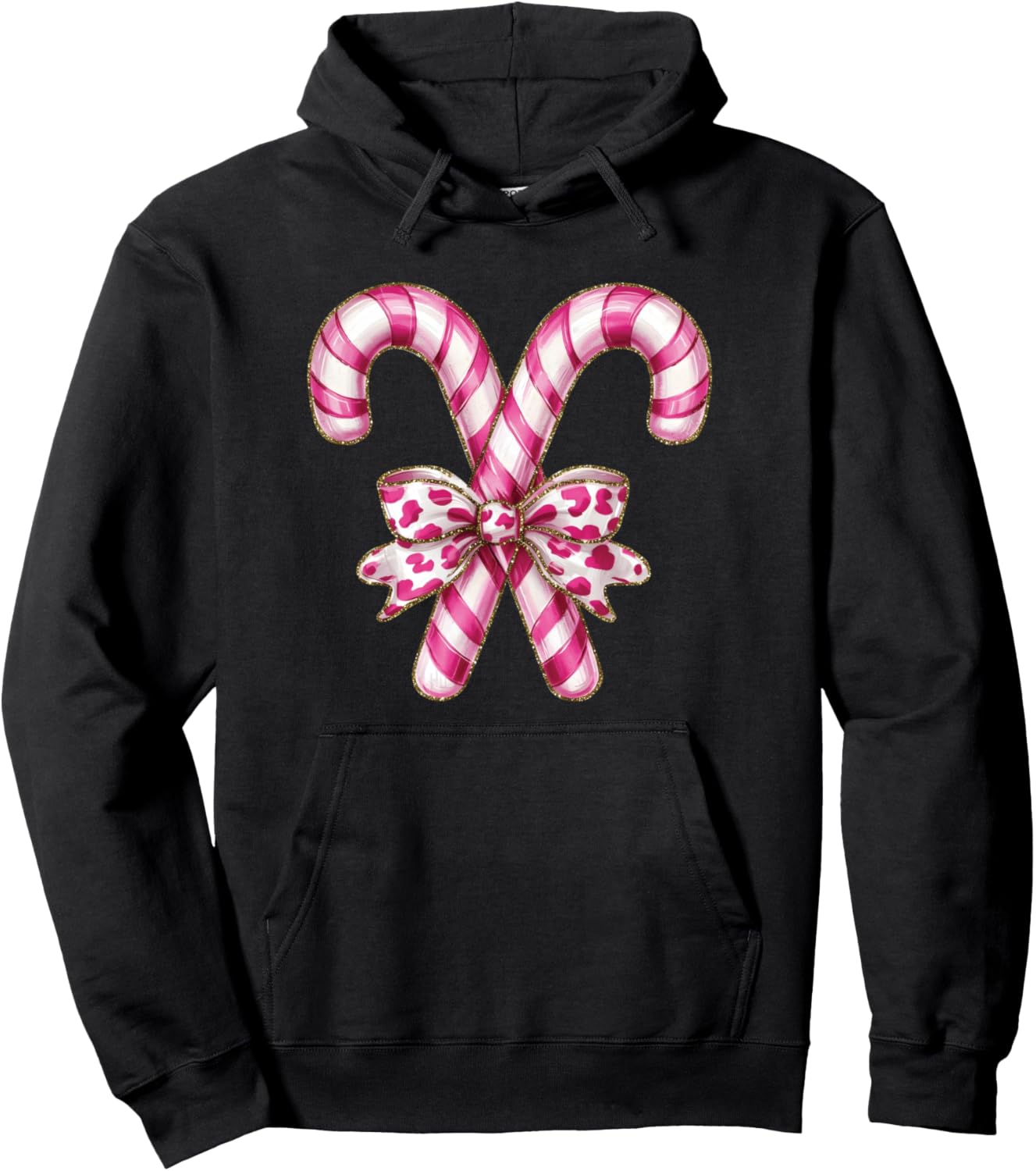 Christmas Candy Cane Coquette Bow Xmas Holiday Women Girls Pullover Hoodie