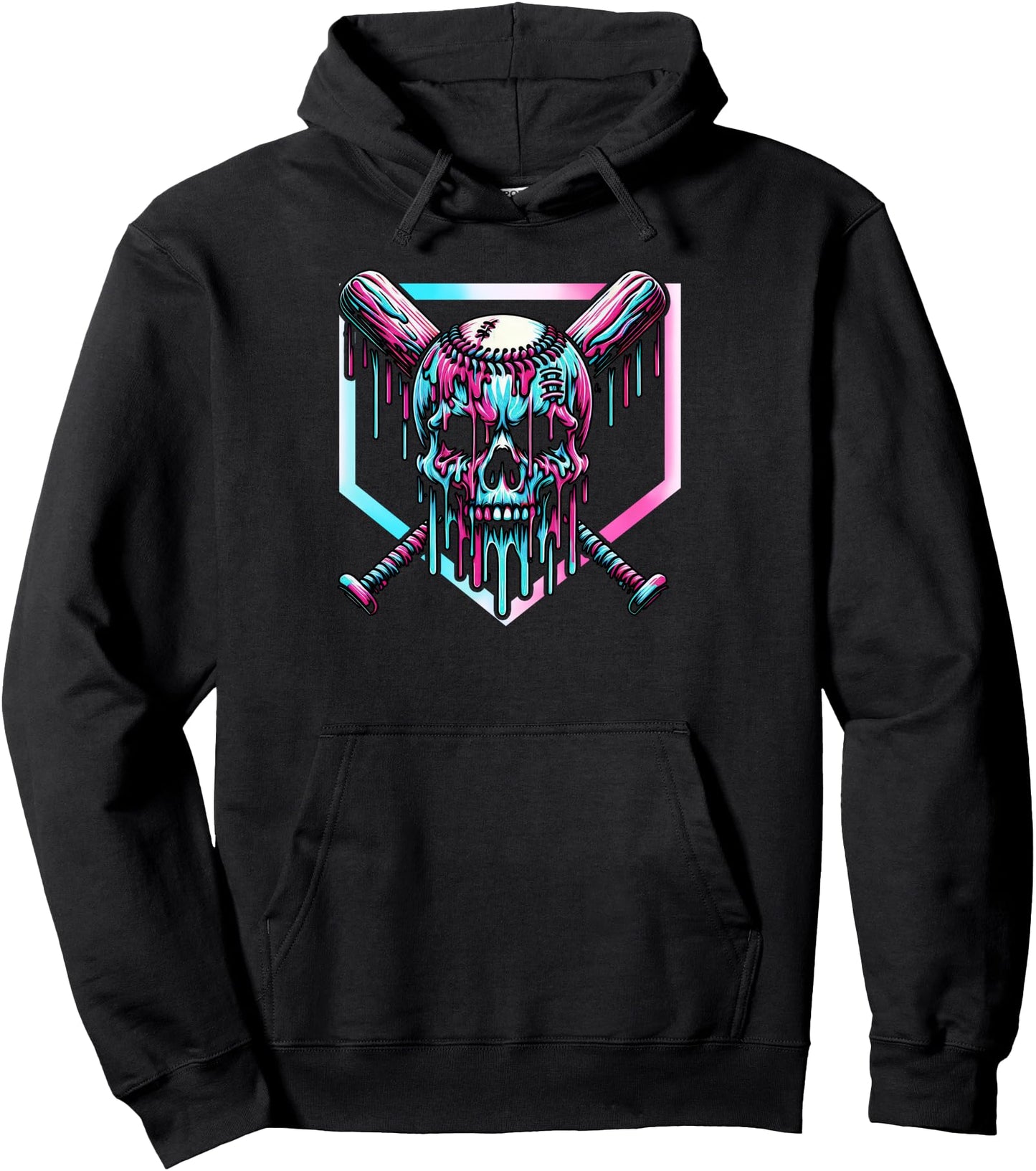 Spooky Halloween Skull Baseball Ice Cream Drip Boys Men Pullover Hoodie