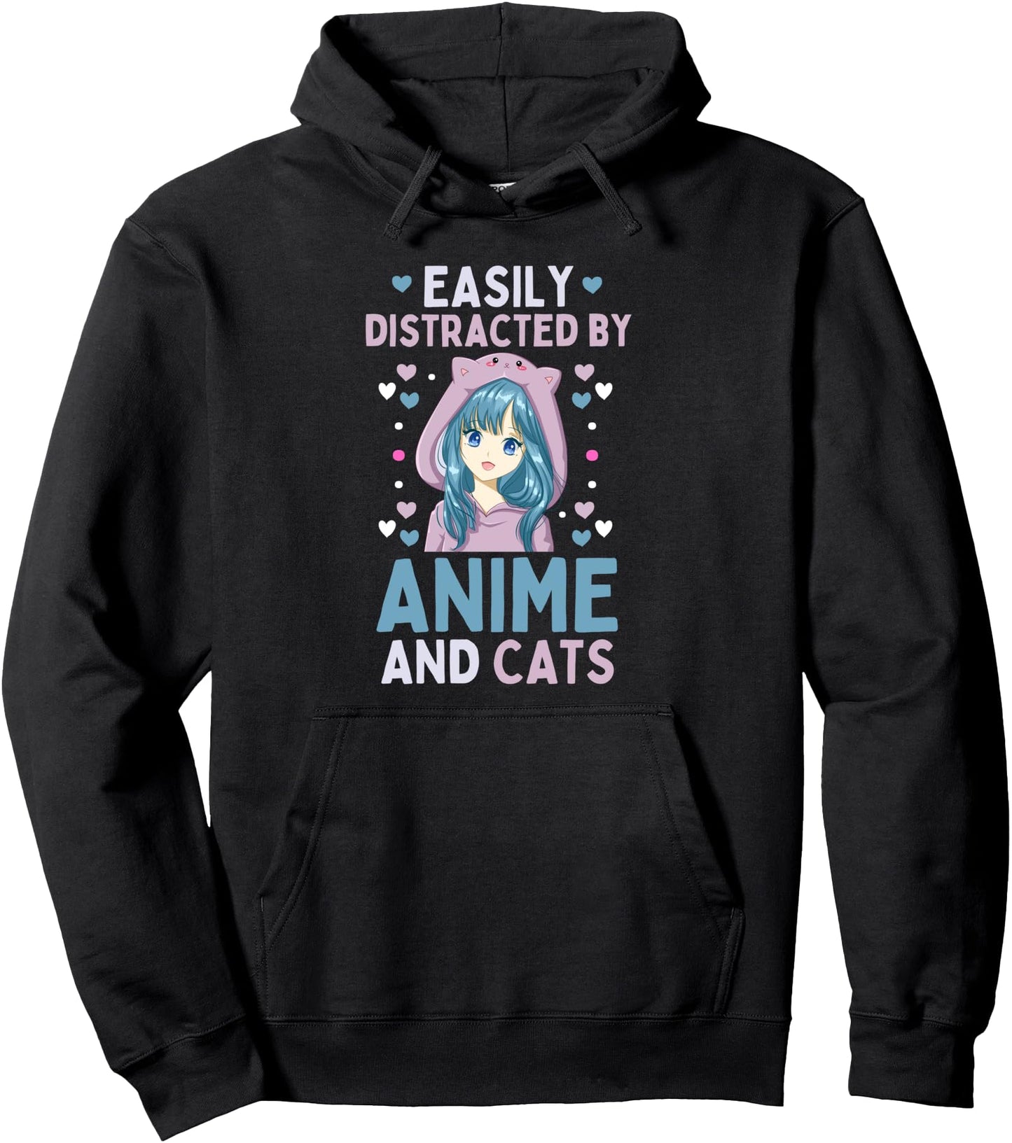 Japan Anime Cat Lover Easily Distracted by Anime and Cats Pullover Hoodie