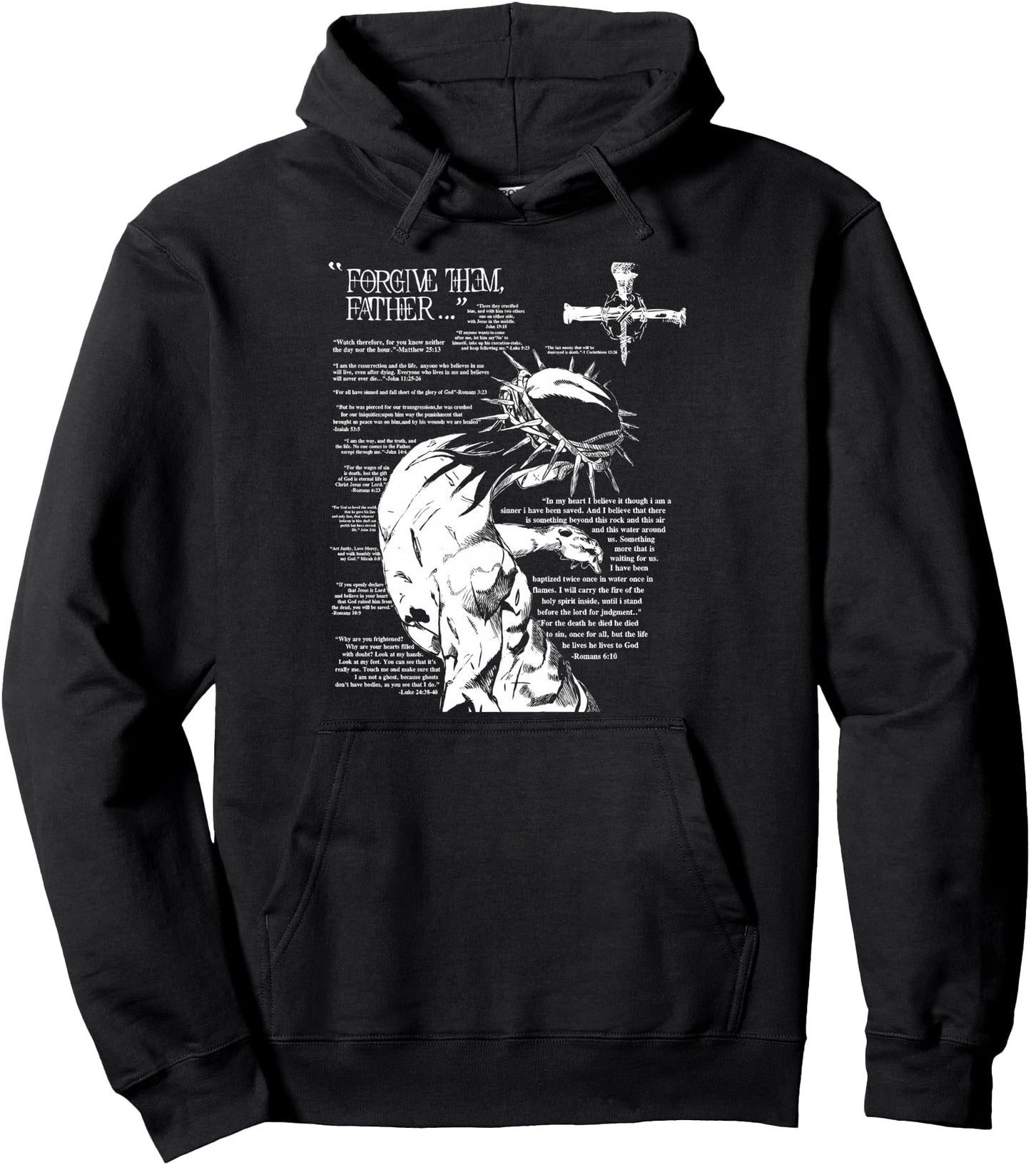 Forgive Them Father Anime Jesus Cross Tee Pullover Hoodie