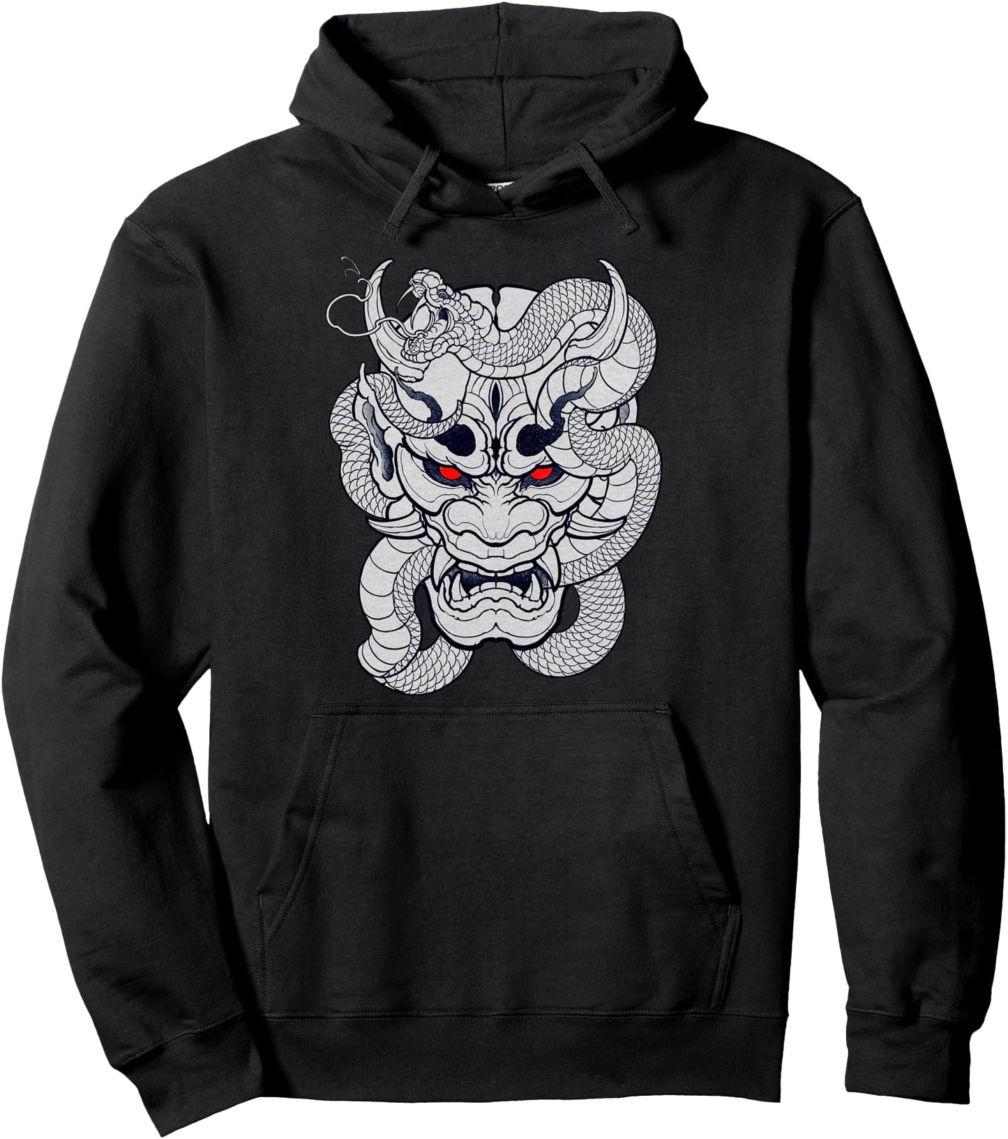 Hannya Mask Snake Serpent Japanese Tattoo Flash Pullover Hoodie