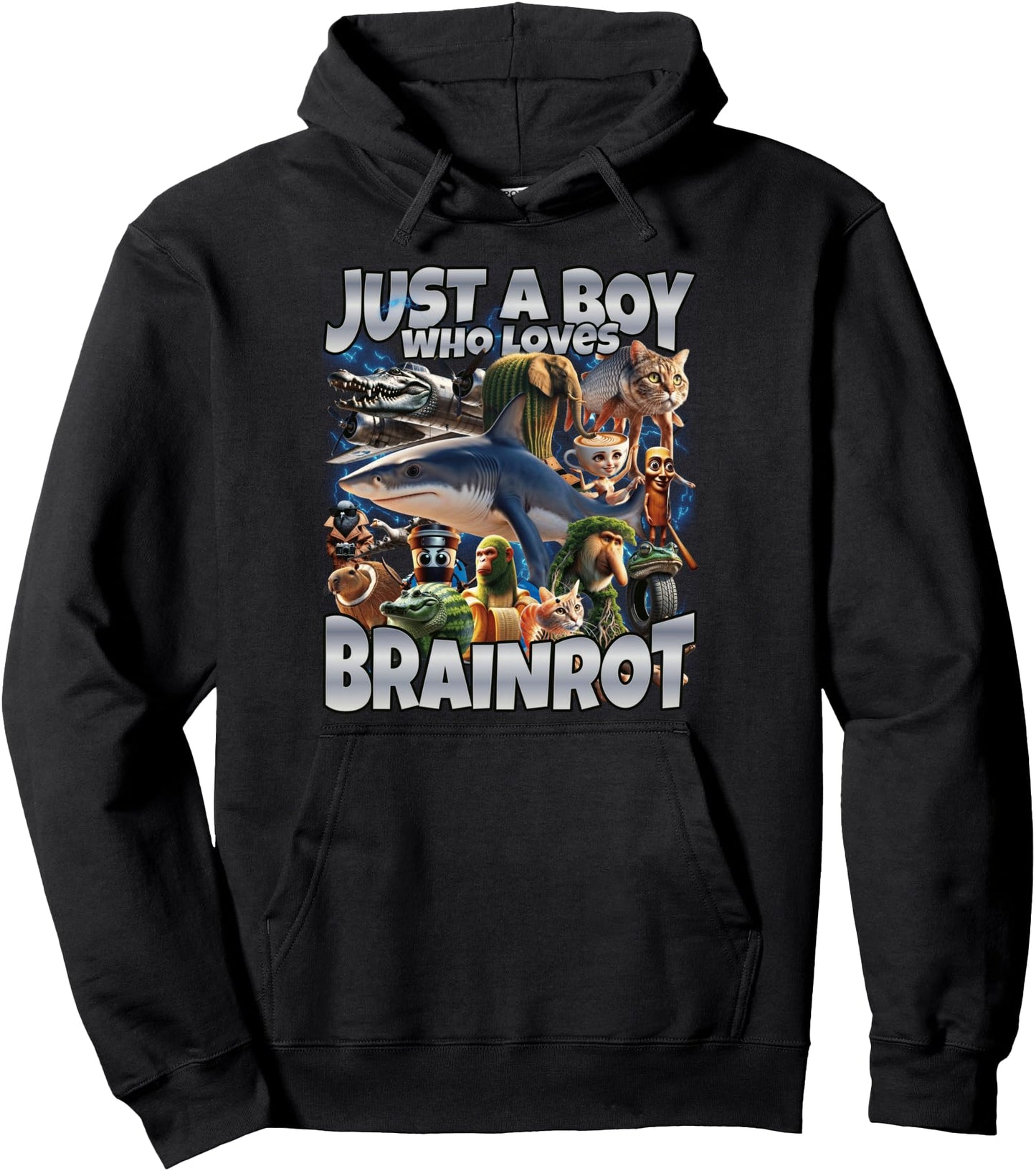 Just A Boy Who Loves Brain Red Pullover Hoodie
