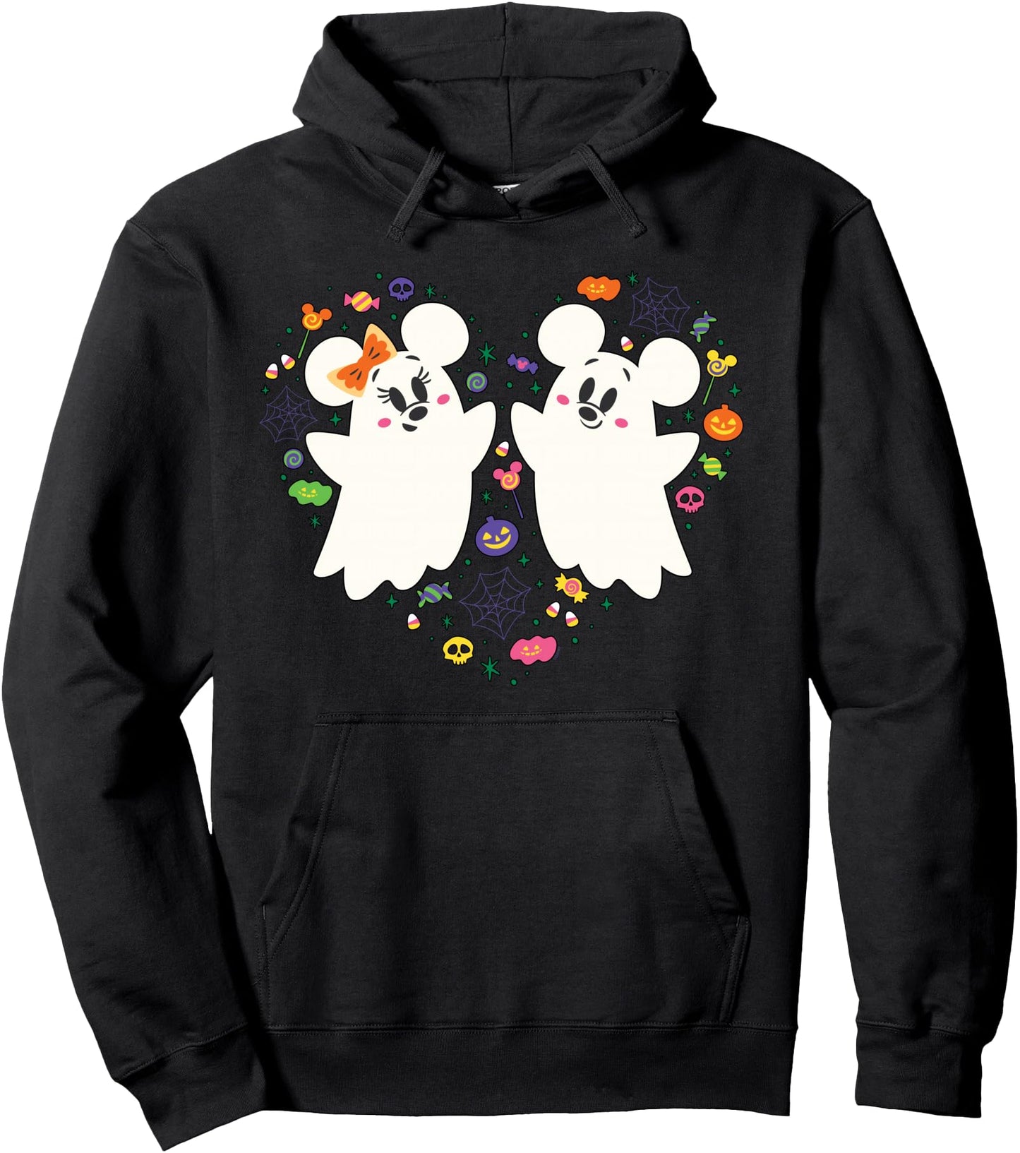 Disney Mickey and Minnie Cute Little Ghosts Halloween Heart Pullover Hoodie