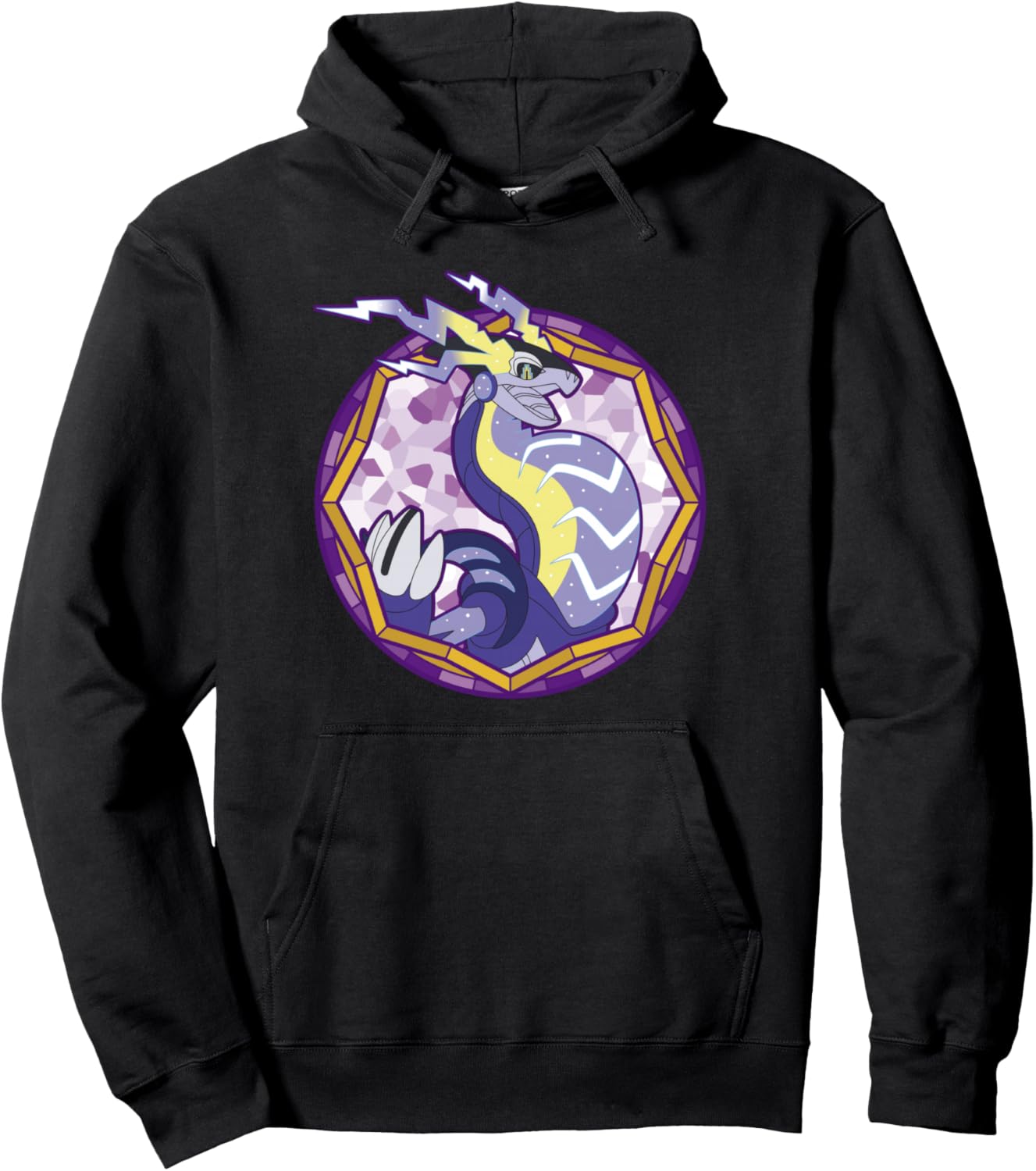 Pokémon Miraidon Legendary Paradox Violet Stained Glass Logo Pullover Hoodie