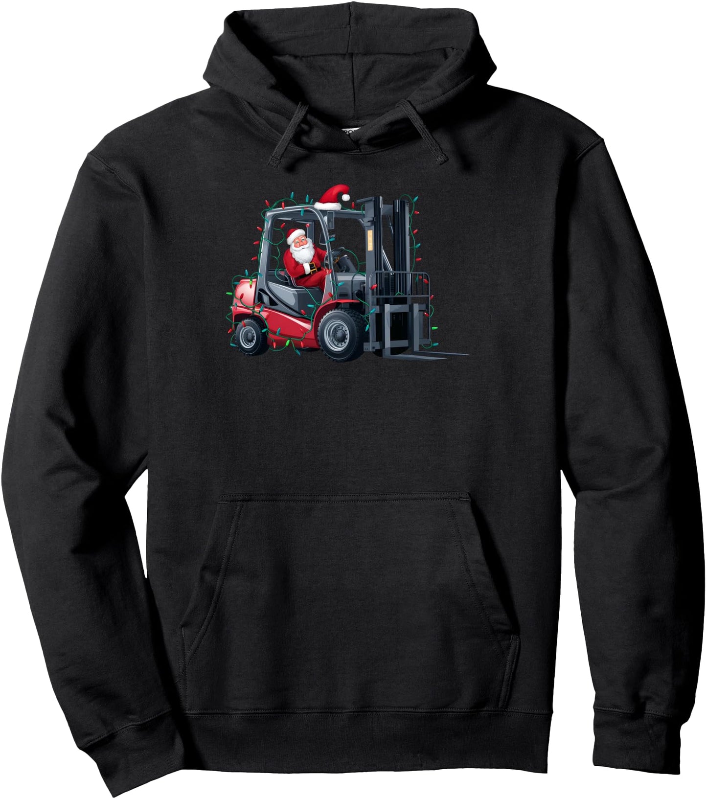 Forklift Xmas Lighting Santa Hat Forklift Christmas Pullover Hoodie