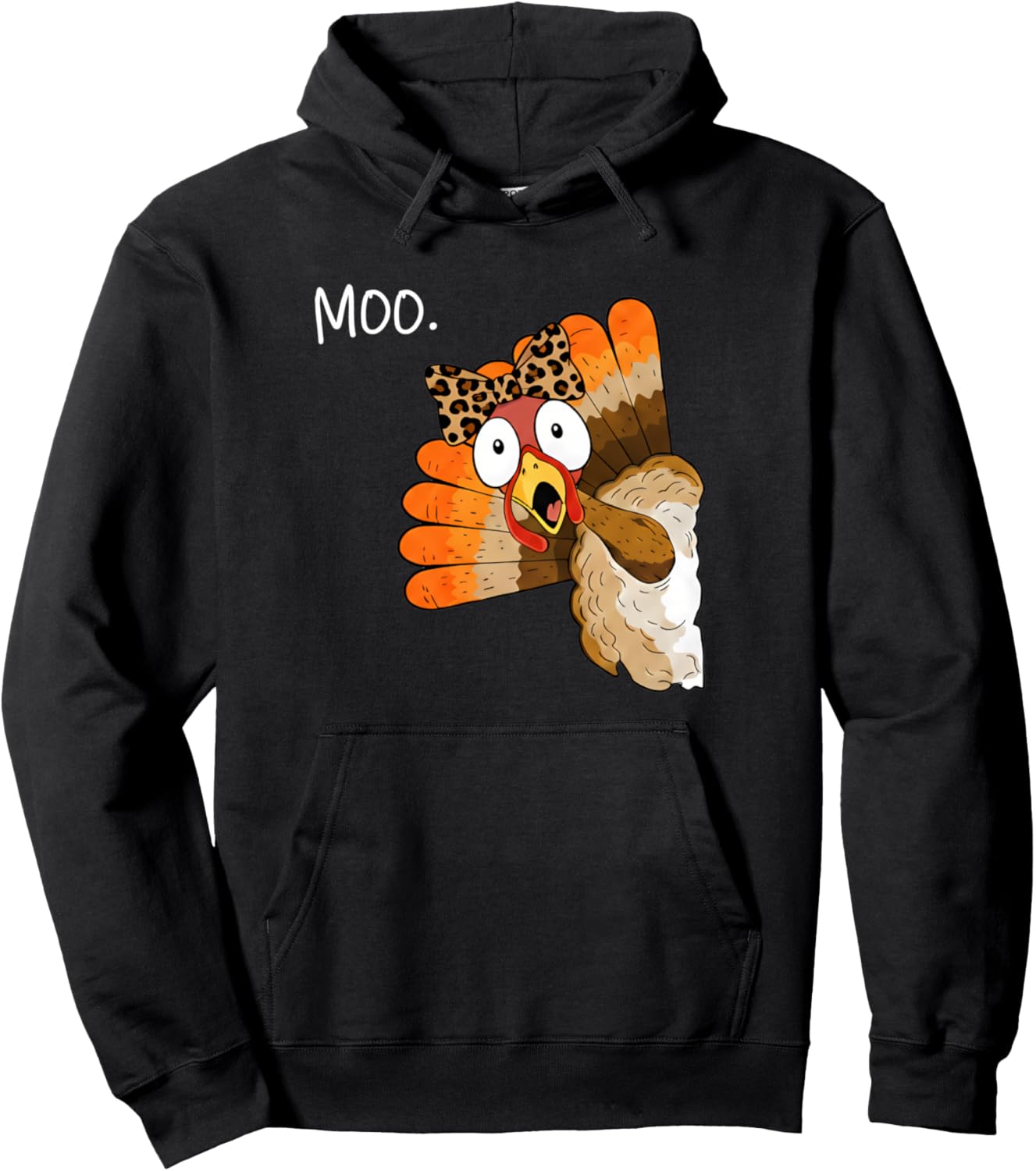 Turkey Moo Funny Thanksgiving Coquette Bow Women Girl Kids Pullover Hoodie