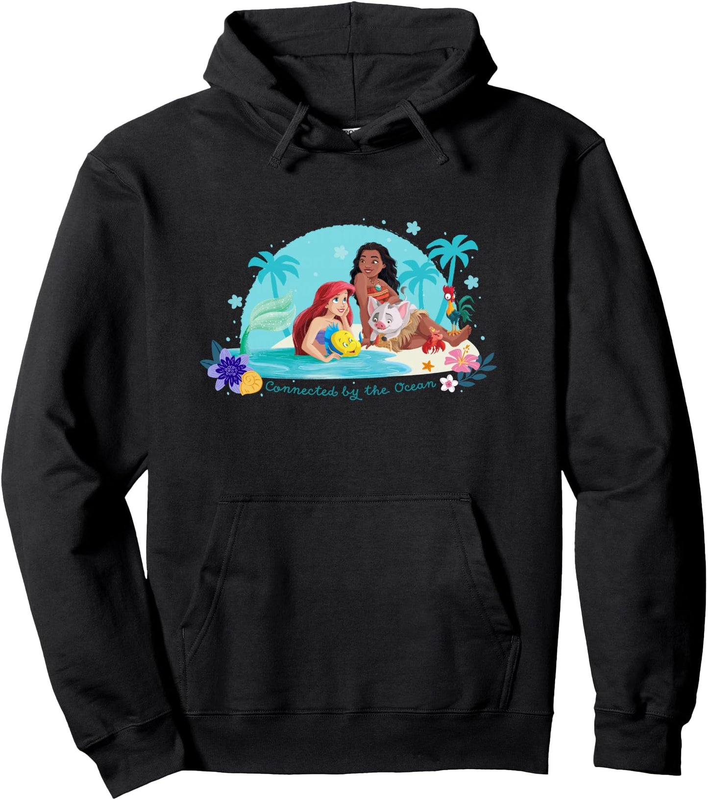 Disney Princess Connected By The Ocean Ariel & Moana Pullover Hoodie