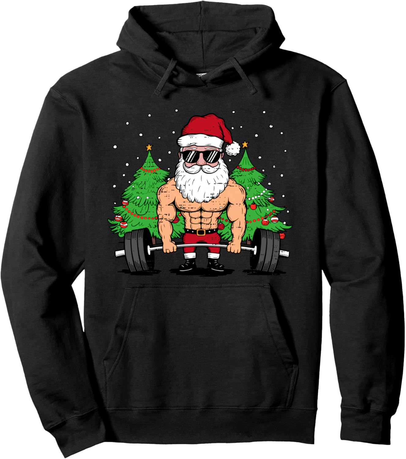 Funny Christmas Santa Deadlift Xmas Weightlift Gym Mens Boys Pullover Hoodie