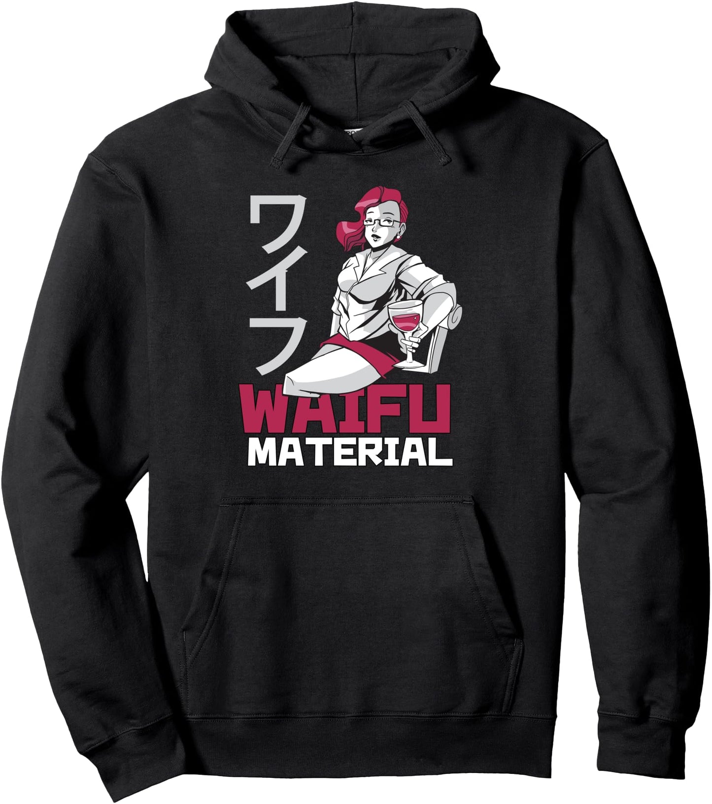 WAIFU Hot Anime Girl Illustration Image Japanese Woman Pullover Hoodie