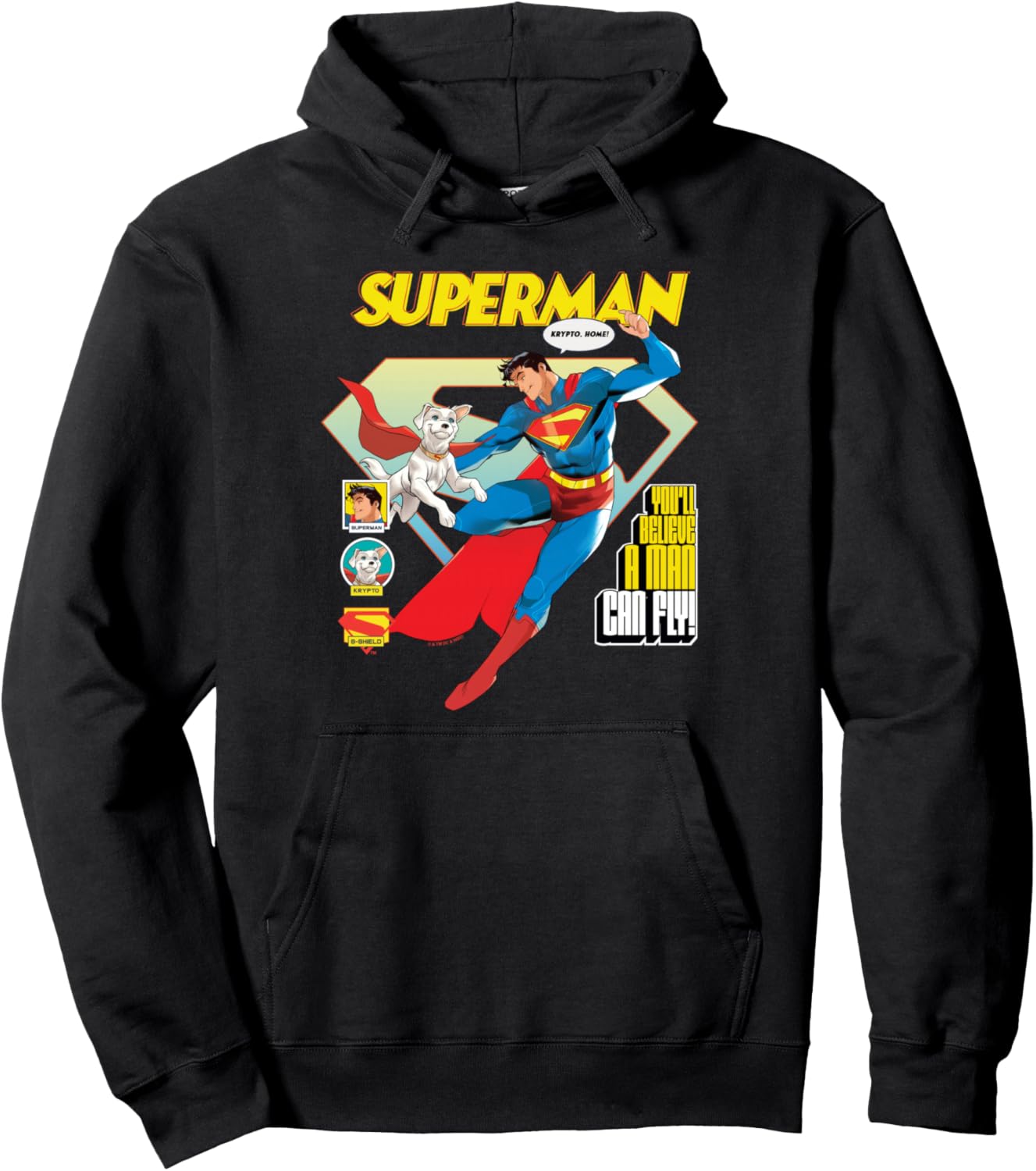 Superman (2025) You'll Believe A Man Can Fly! Krypto Poster Pullover Hoodie