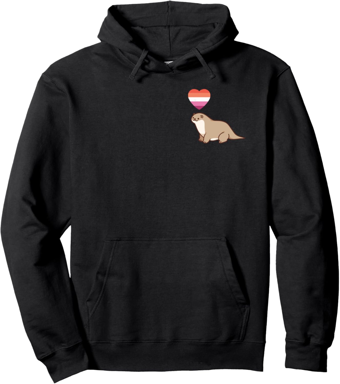 Lesbian Otter LGBTQ Pride Flag Kawaii Anime Aesthetic Pullover Hoodie
