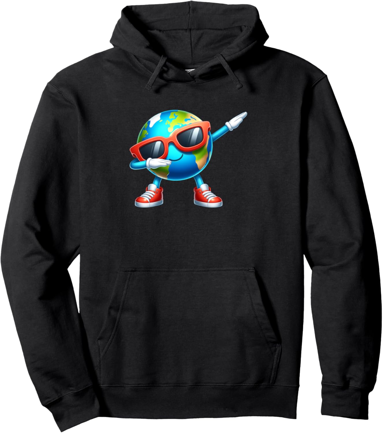Cartoon Globe With Sunglasses Fun Character For Kids Pullover Hoodie