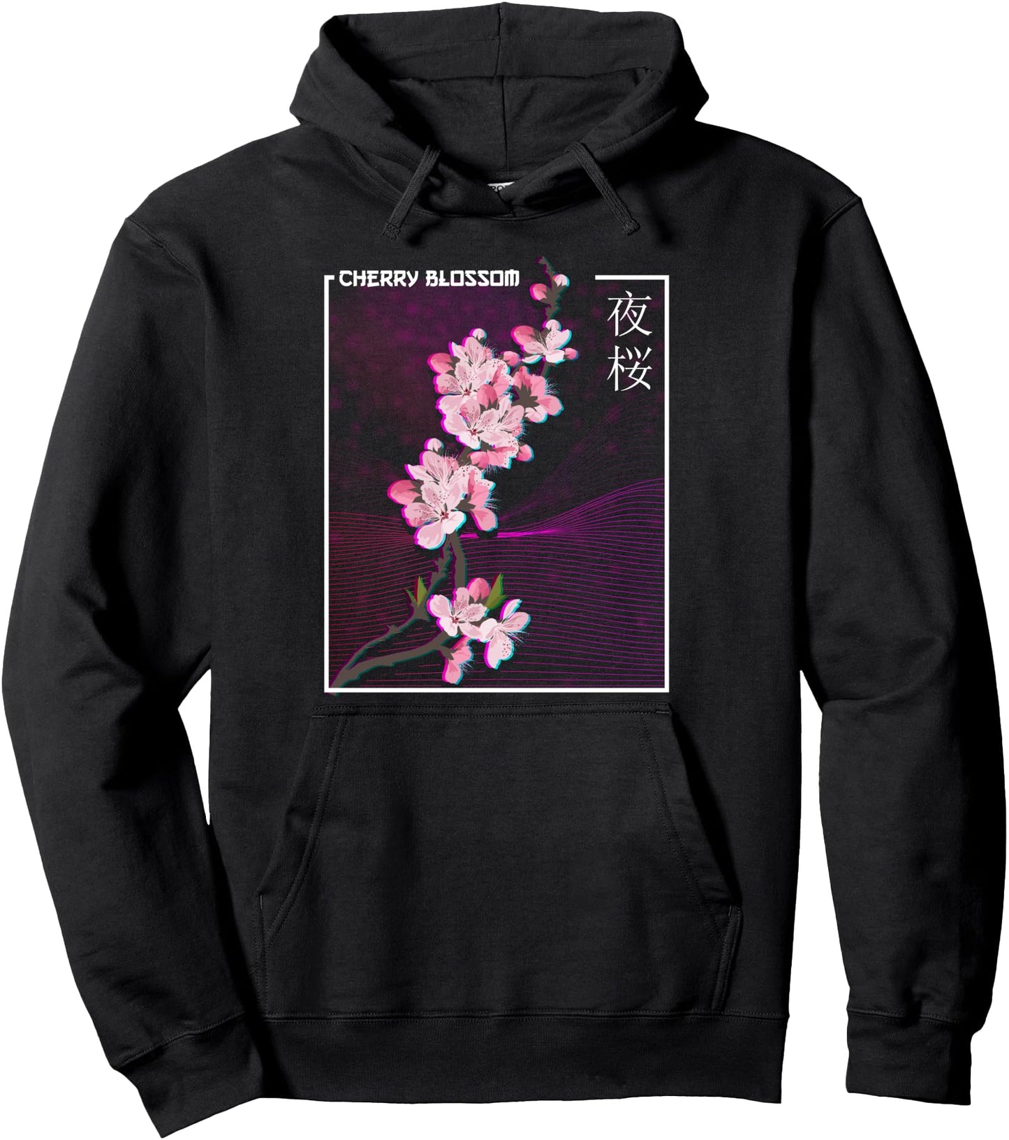 Japanese Aesthetic Vaporwave Cherry Blossom Glitch Anime Pullover Hoodie