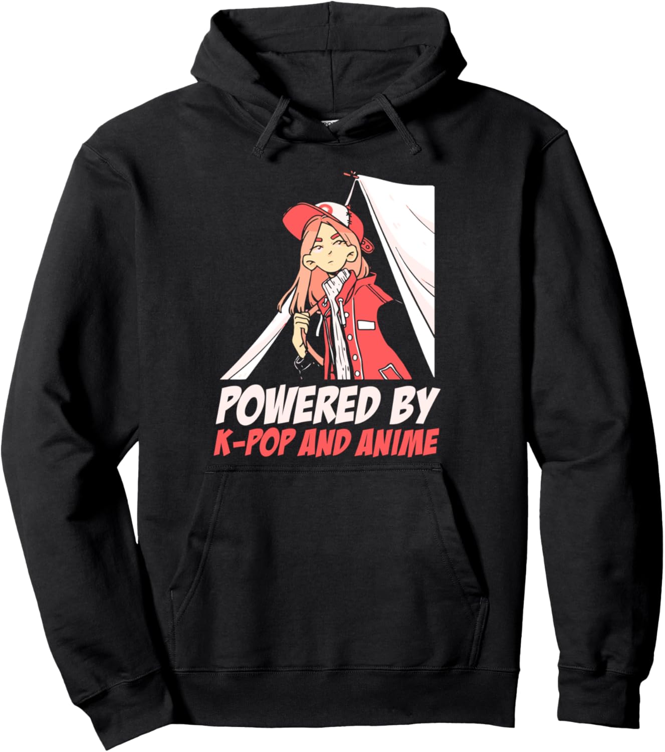 K Pop Korea Music Anime Design - Powered by K-pop and Anime Pullover Hoodie