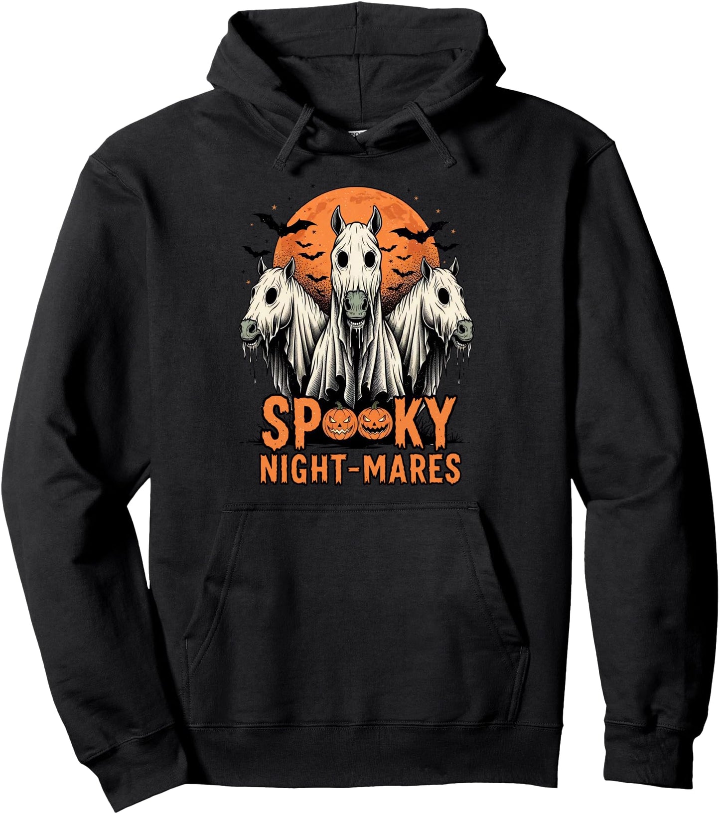 Horror Retro Spooky Night-Mares Horses Boo Ghosts Halloween Pullover Hoodie