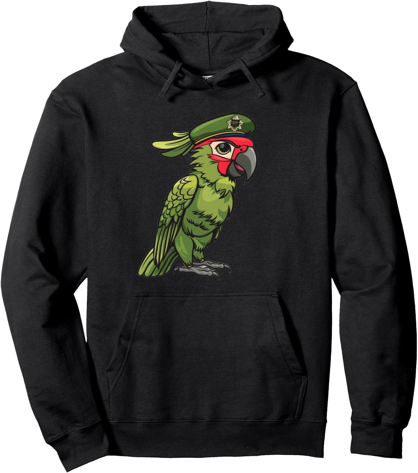 Military Macaw Cartoon Pullover Hoodie