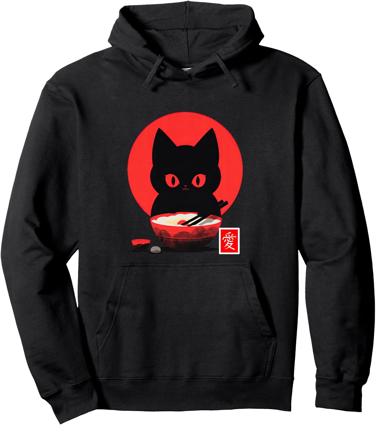 Ramen Cat Japanese Love Kanji Vintage Rising Sun Neko Nippon Pullover Hoodie